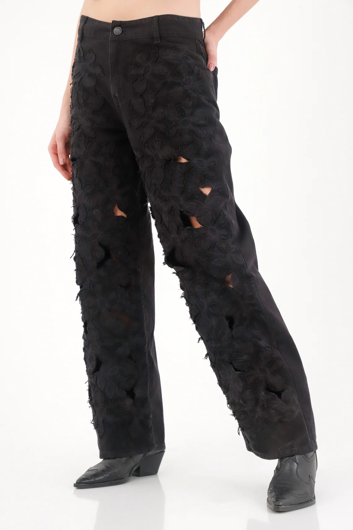 Women's High-Waisted Black Trousers - Image 3