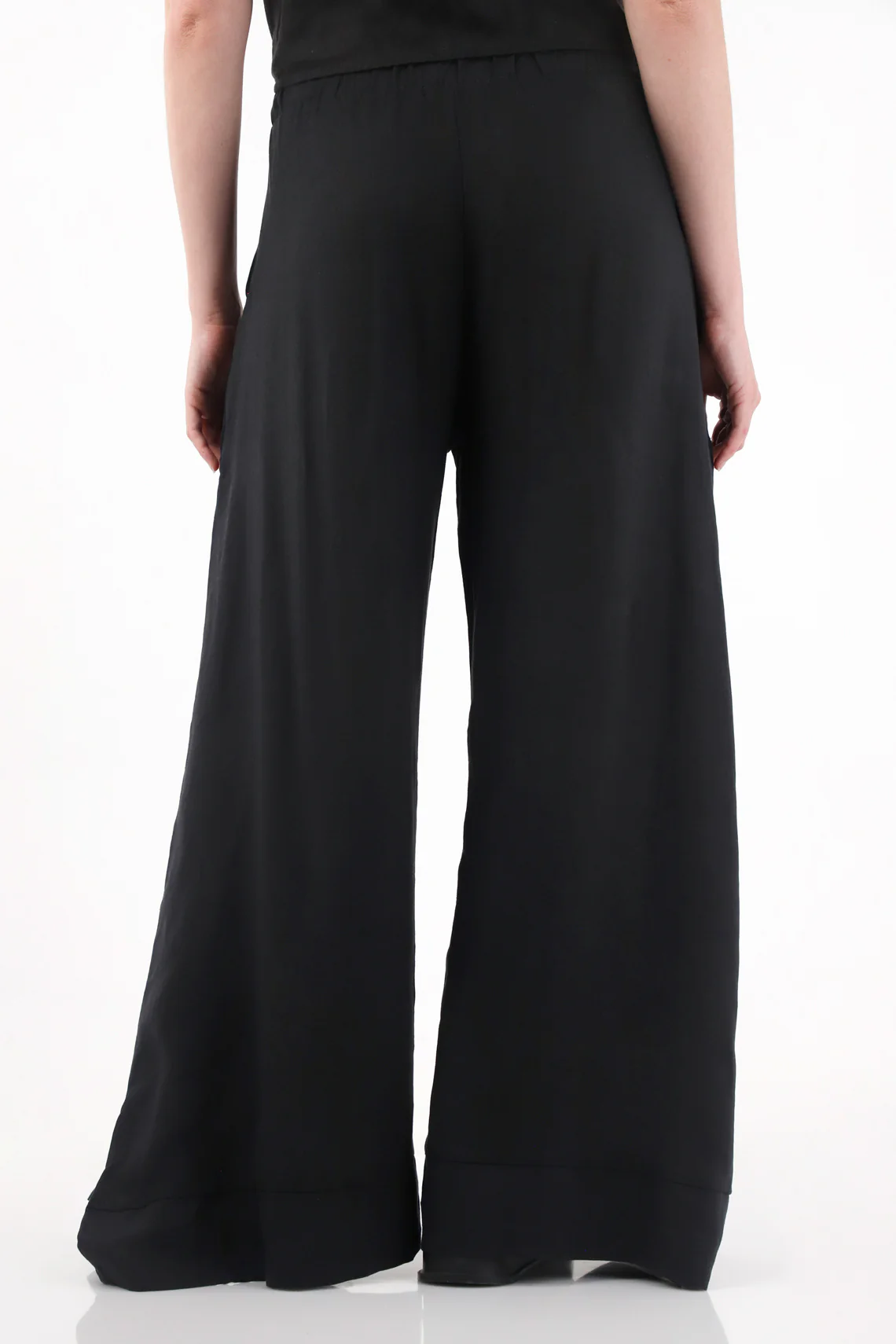 Women's Black 100% Linen Wide Leg Trousers - Image 3