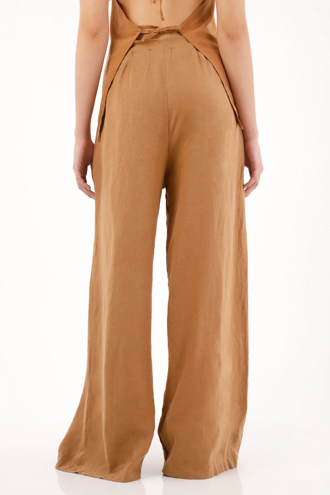 Women's 100% Linen Brown Wide Leg Pants - Image 4