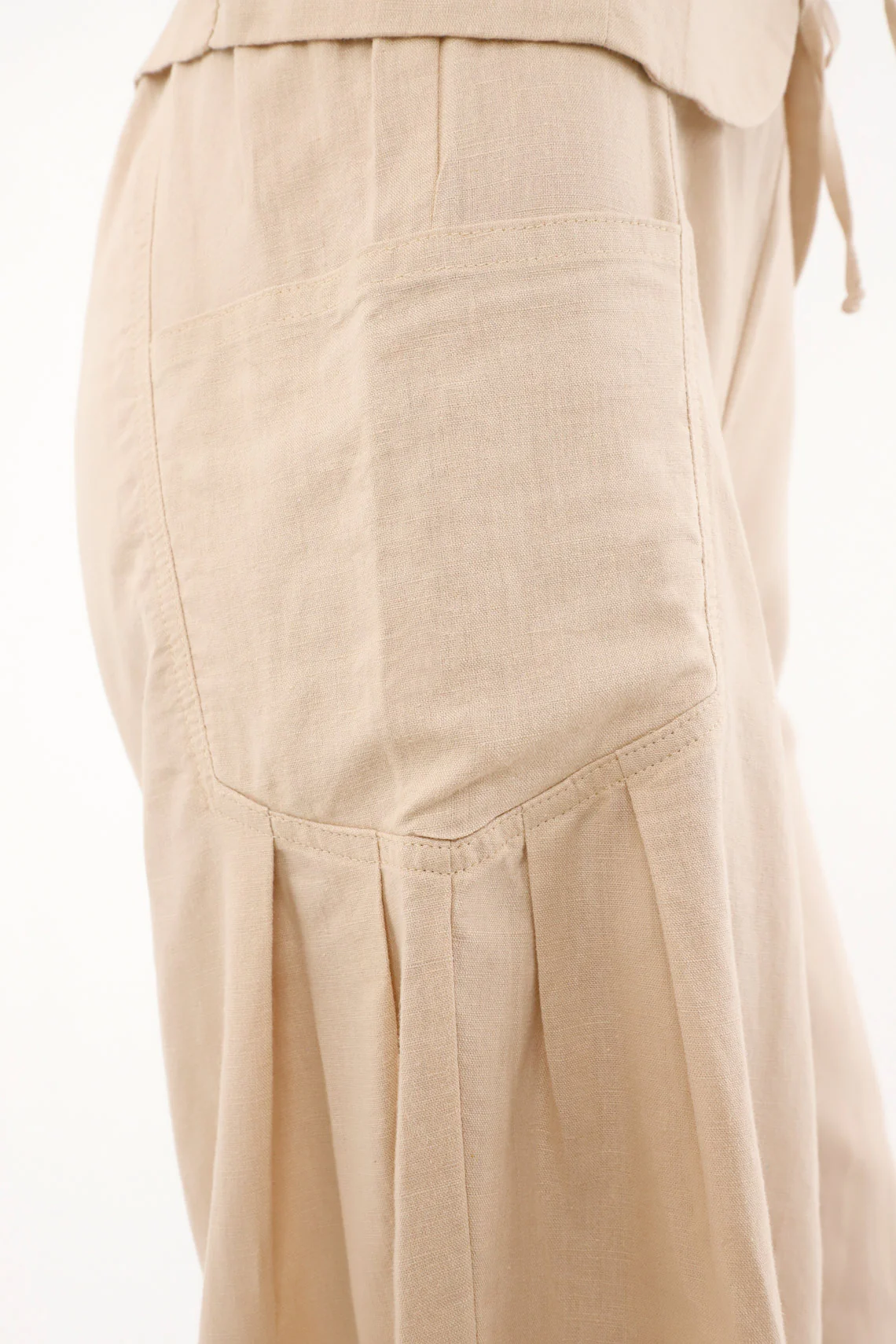 Women's Cream Wide Leg Pants - Image 3