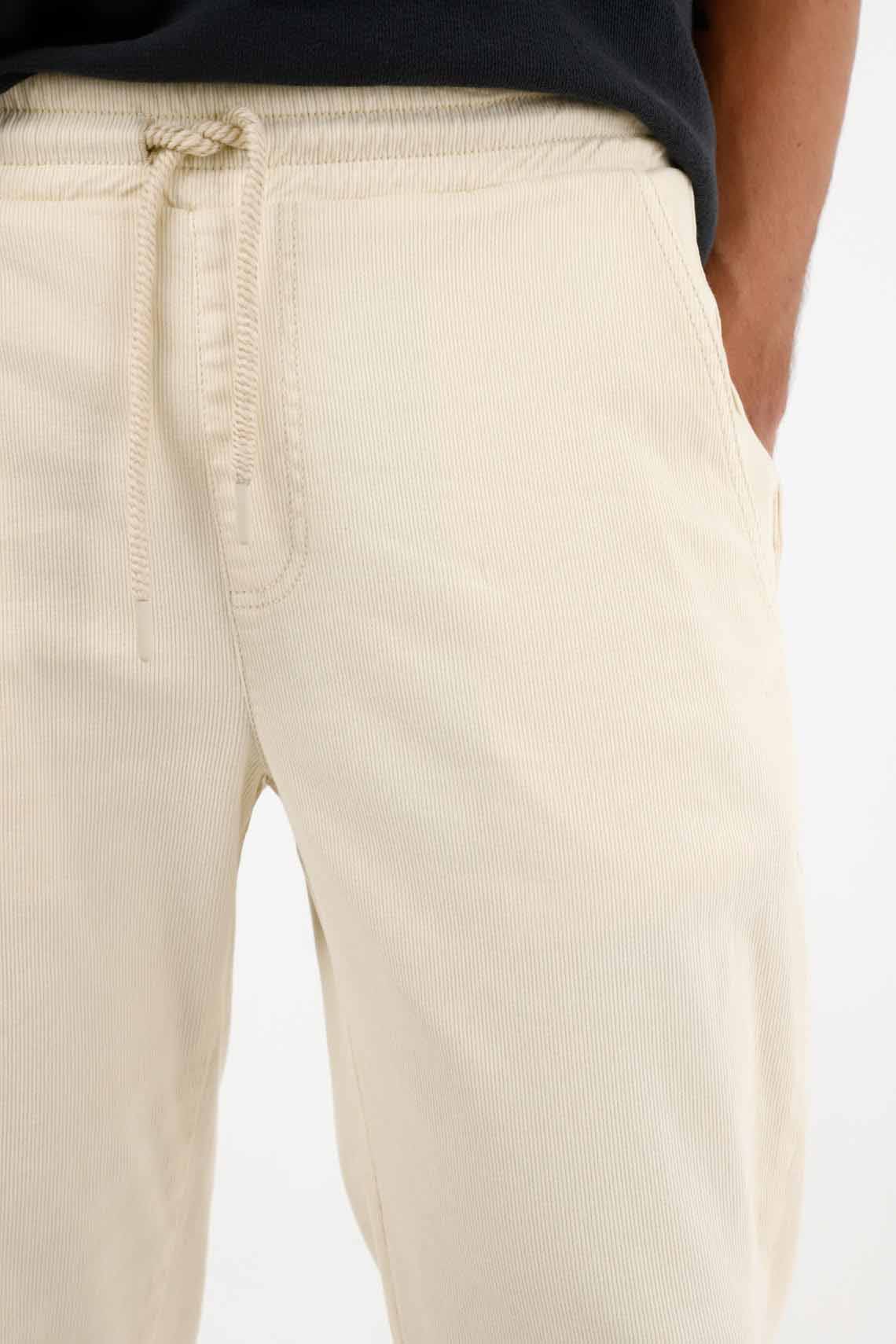 Straight Leg Off-White Corduroy Pants for Men - Image 4