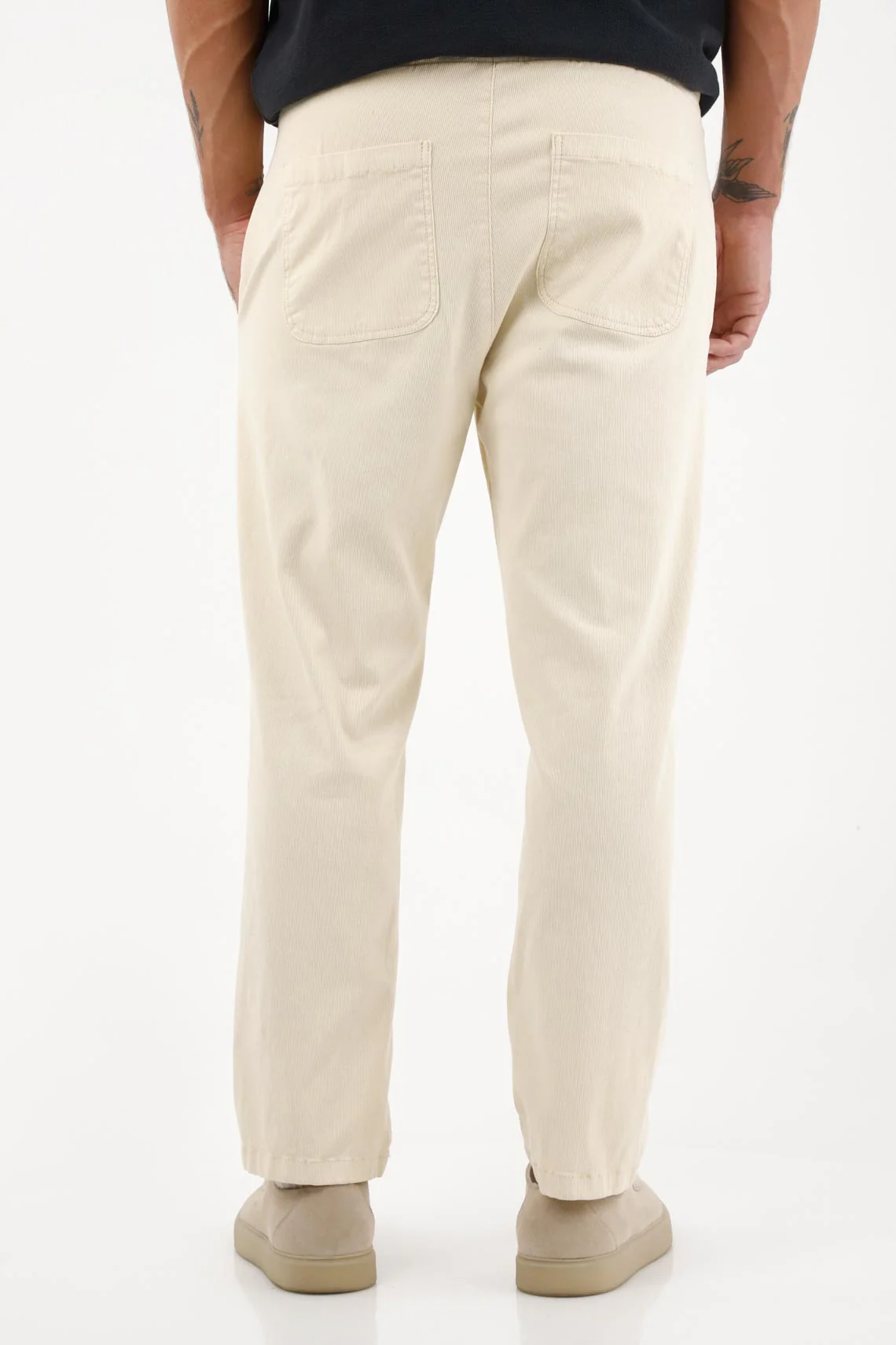 Straight Leg Off-White Corduroy Pants for Men - Image 5