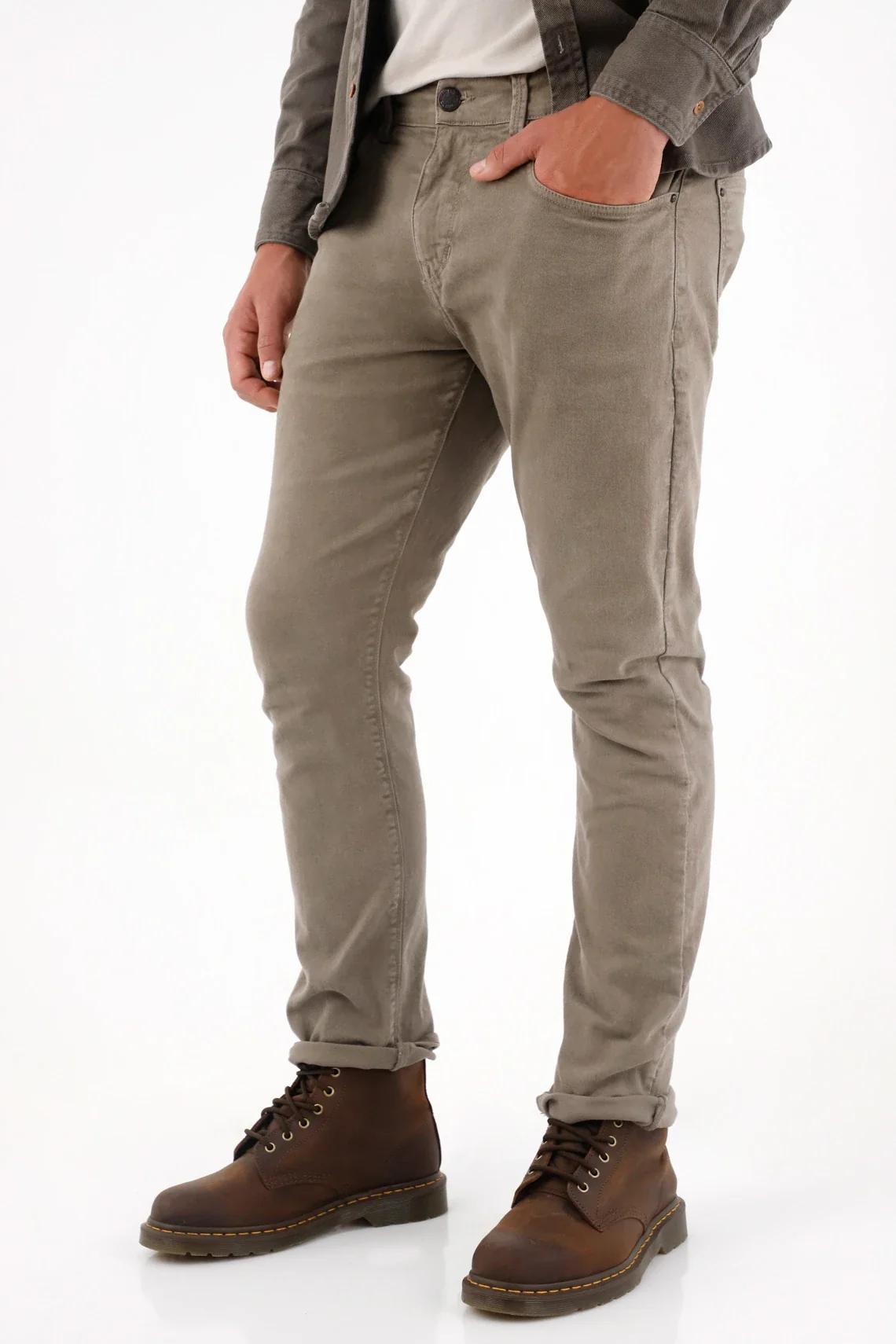 Gray Straight Leg Five Pocket Pants for Men - Image 2