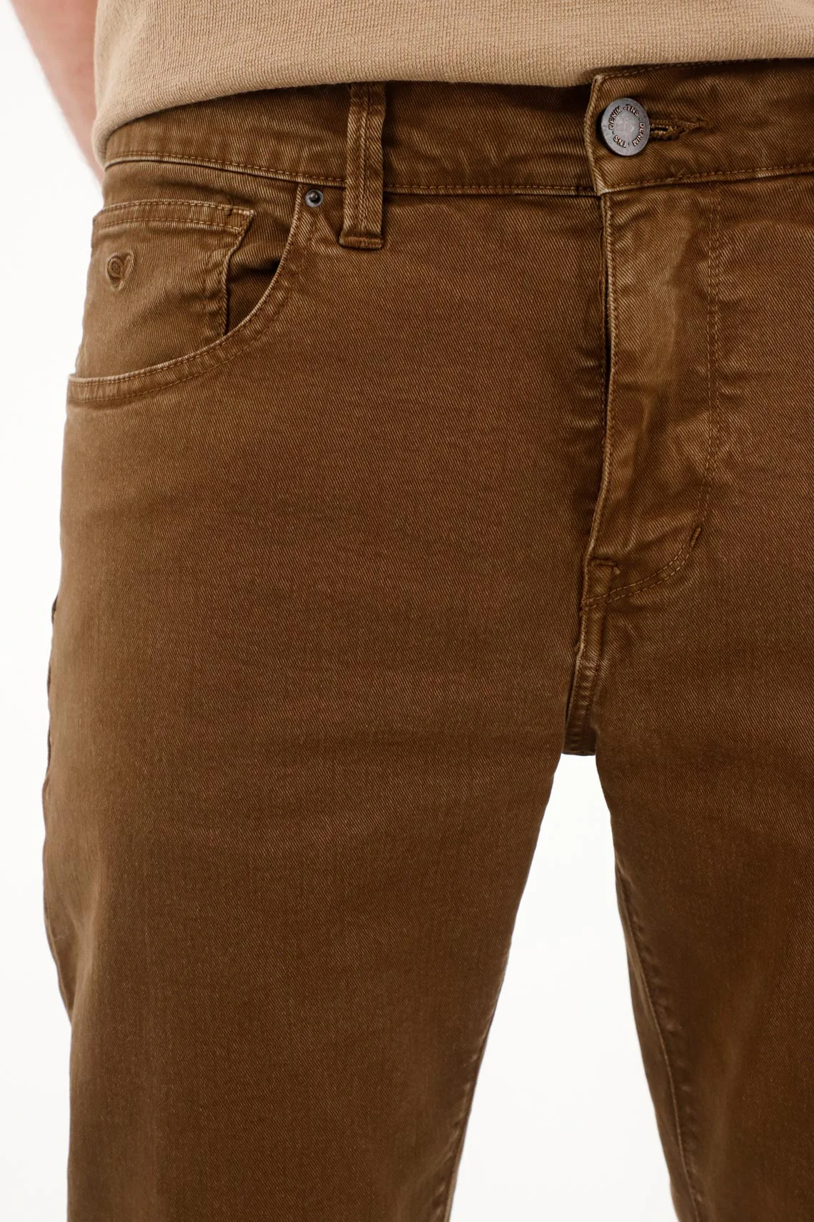 Straight Five-Pocket Brown Pants for Men - Image 4