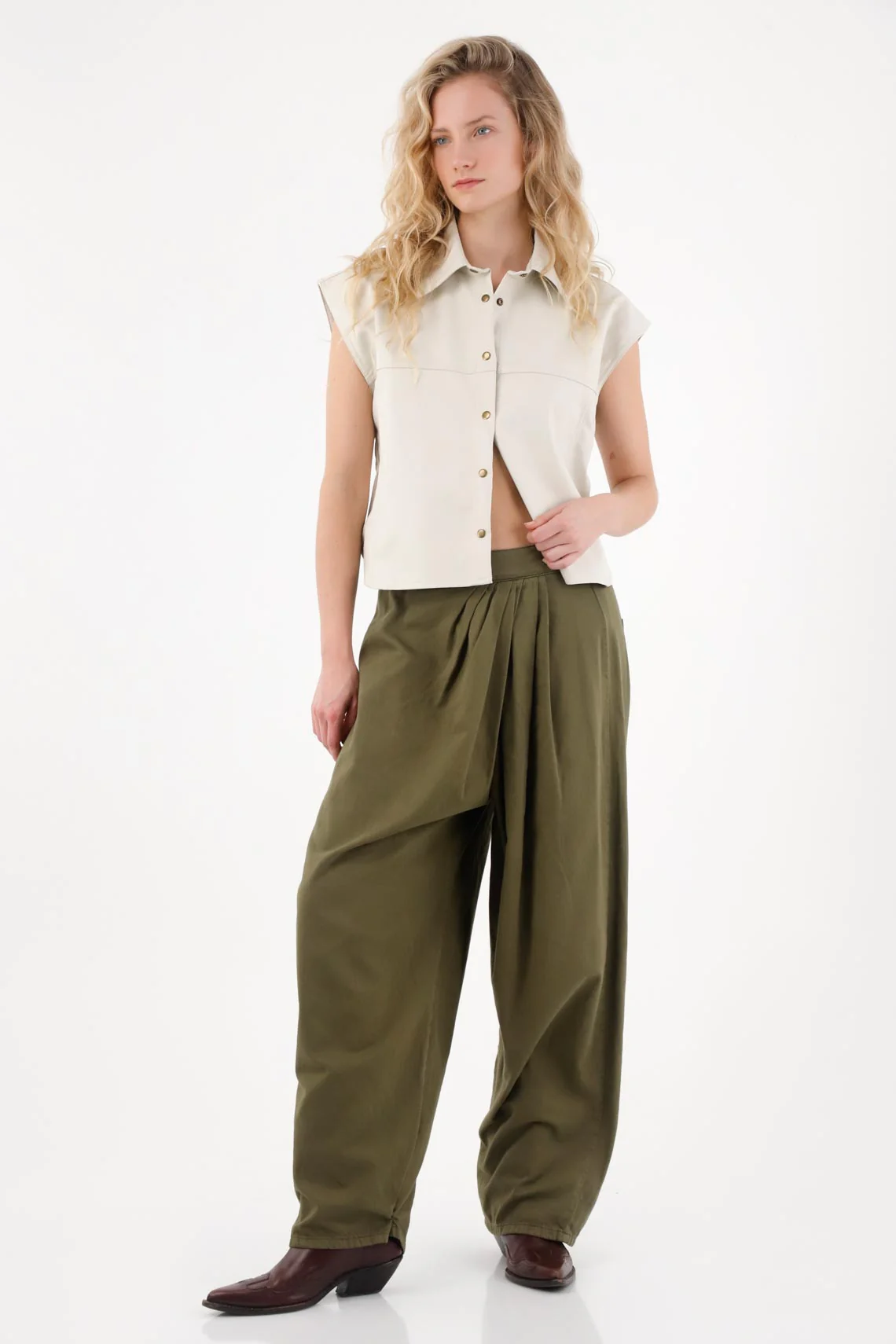 Lightweight Green Drill Pants for Women