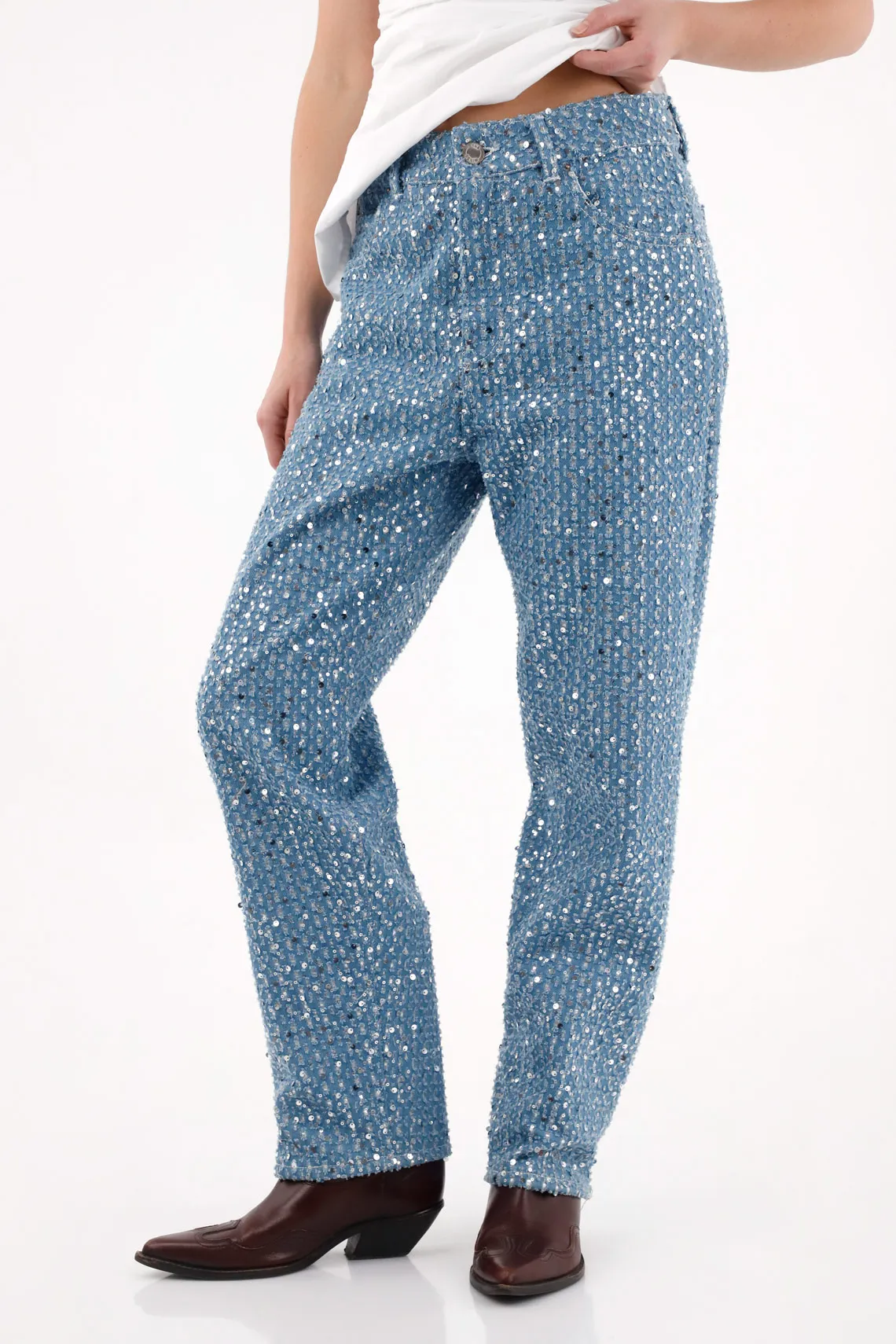 Straight Leg Sequin Pants for Women - Image 2