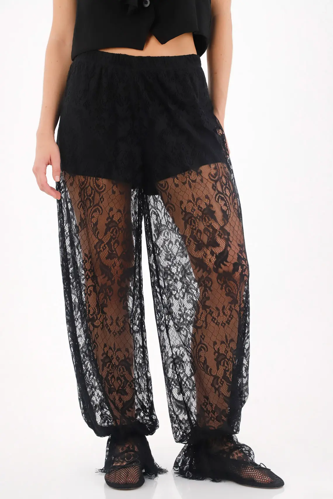 Black Blonda Fabric Pants for Women - Image 3