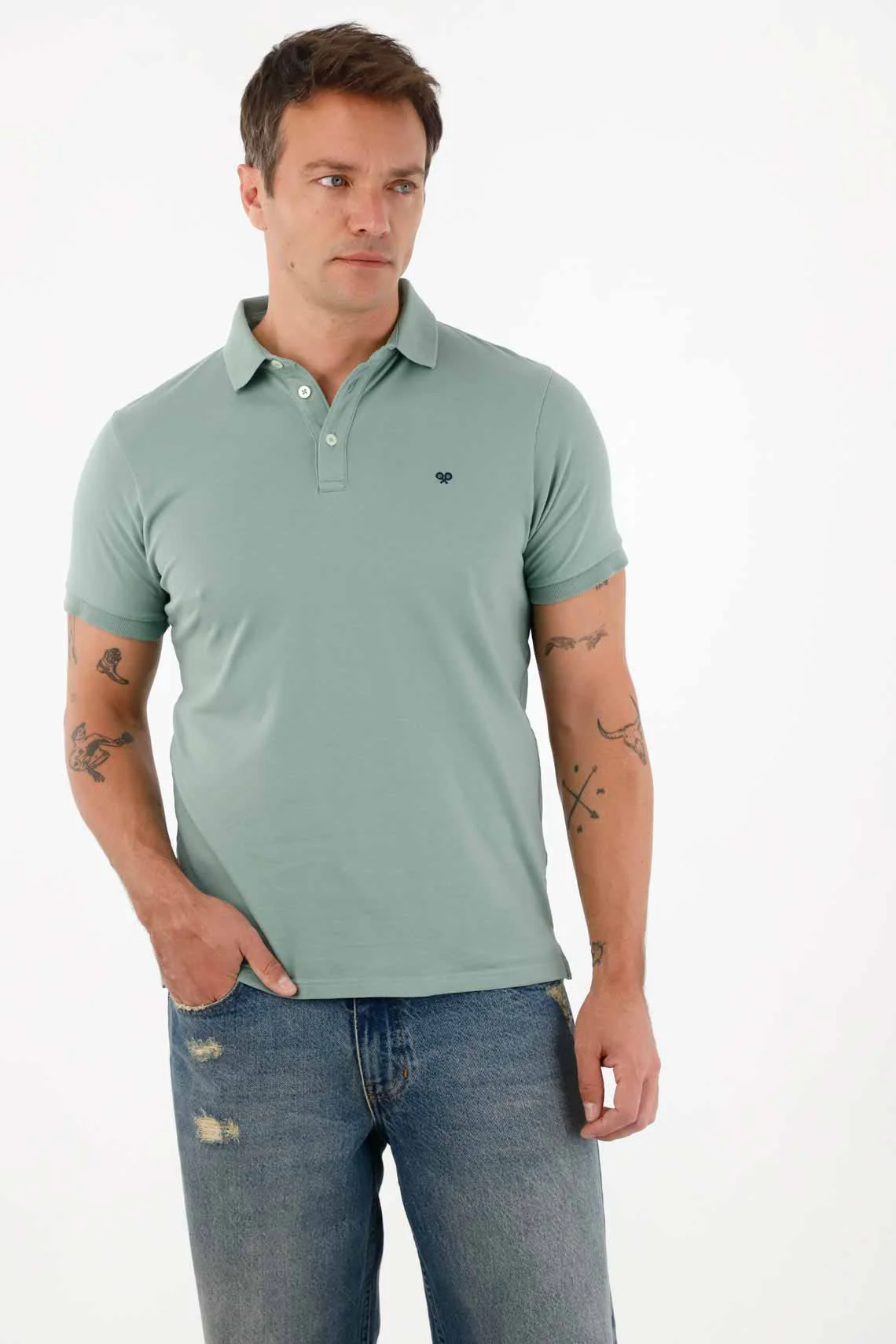Antipilling Lycra Piqué Polo in Green for Men - Image 3
