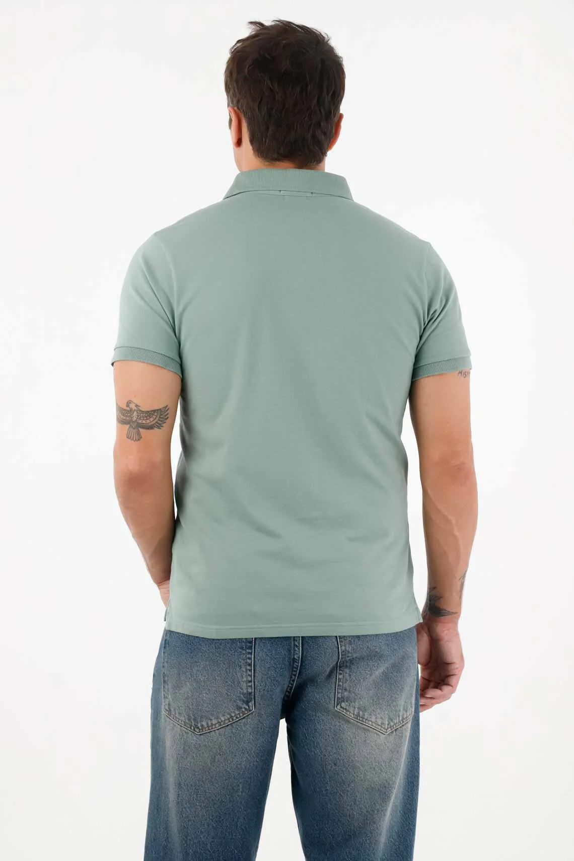 Antipilling Lycra Piqué Polo in Green for Men - Image 4