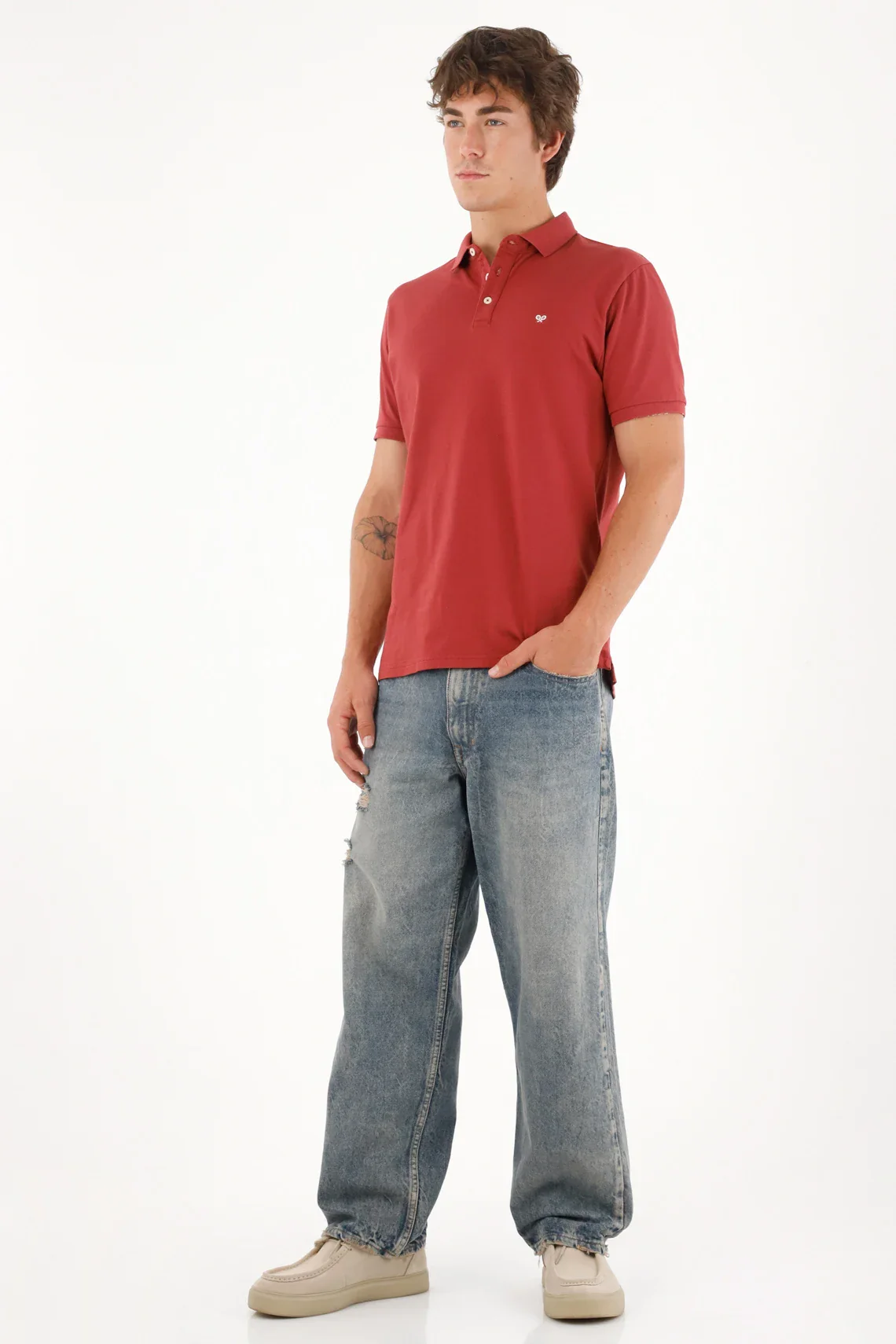 Polo with red mini racquet for men - Image 4