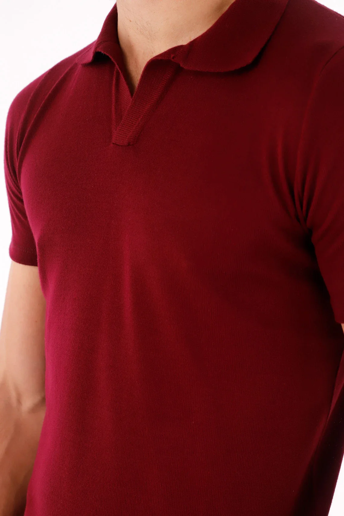 Red Soft Texture Polo for Men - Image 3