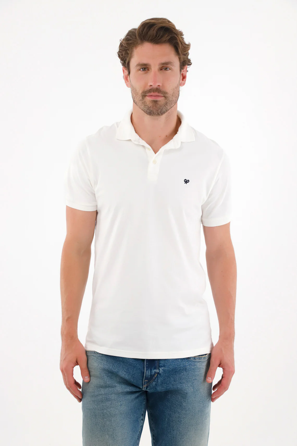 Men's Cream Piqué Stretch Polo