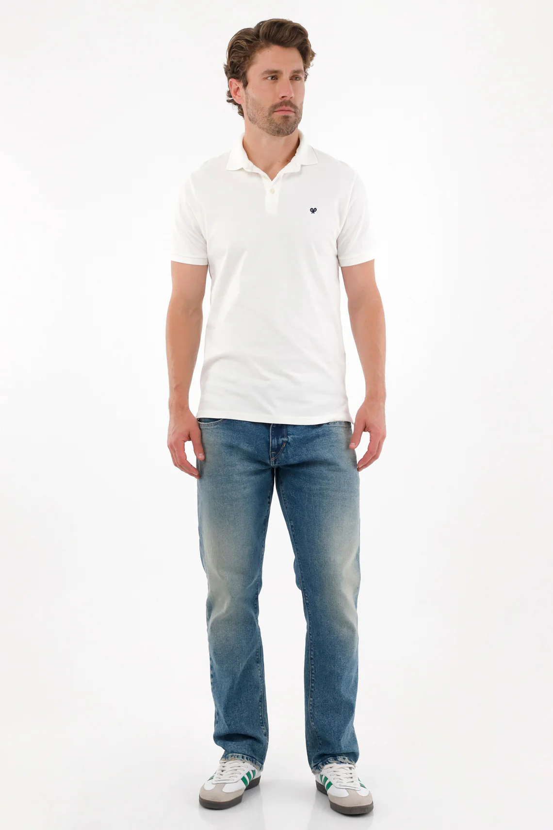 Men's Cream Piqué Stretch Polo - Image 2