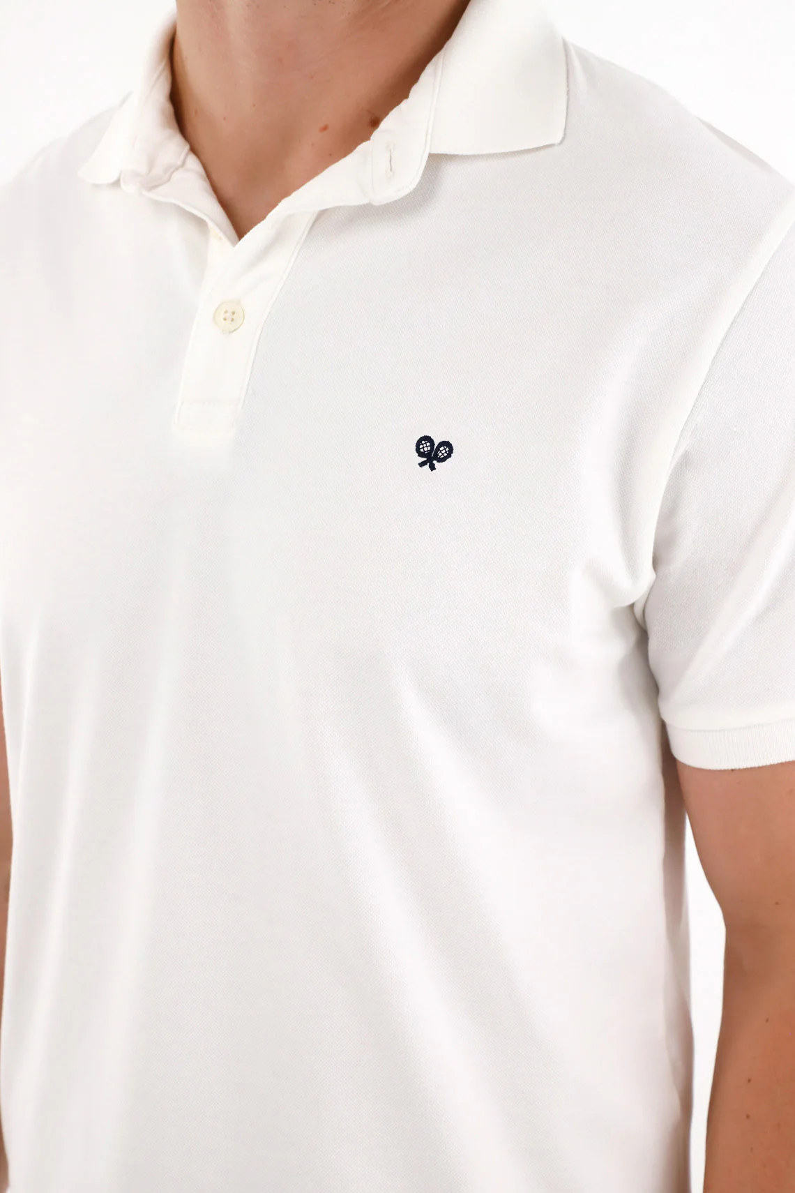 Men's Cream Piqué Stretch Polo - Image 3