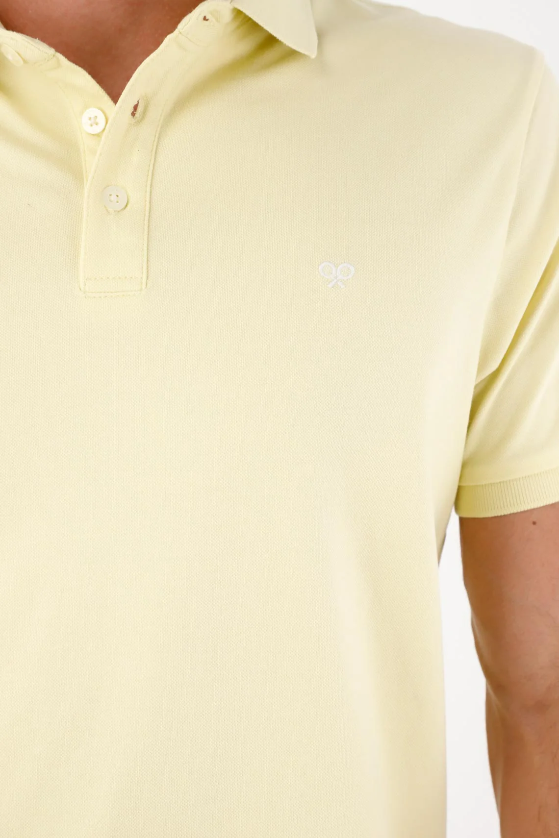 Men's Polo in Pastel Yellow Classic Fit with Minimal Logo - Image 2