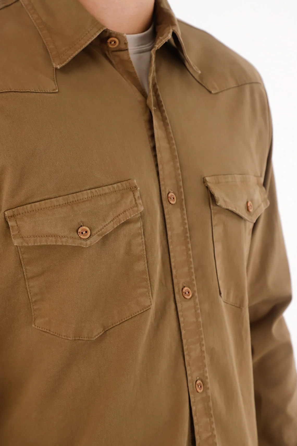 Shirt in denim with pockets green for men - Image 3