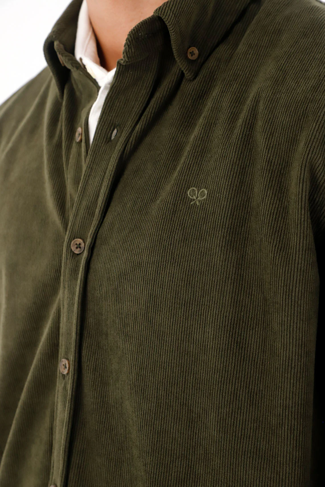Shirt with corduroy texture in green for men - Image 4