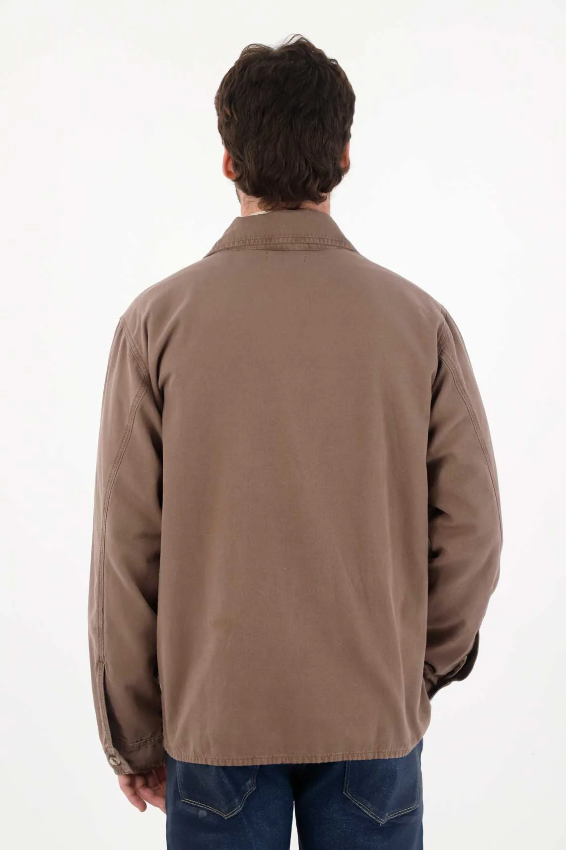 Classic shirt in solid brown fabric for men - Image 4