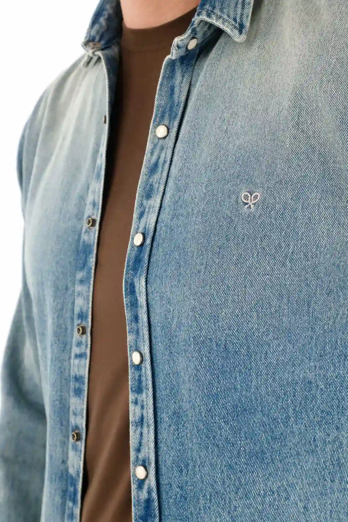 Long Sleeve Shirt in Blue Denim for Men - Image 3