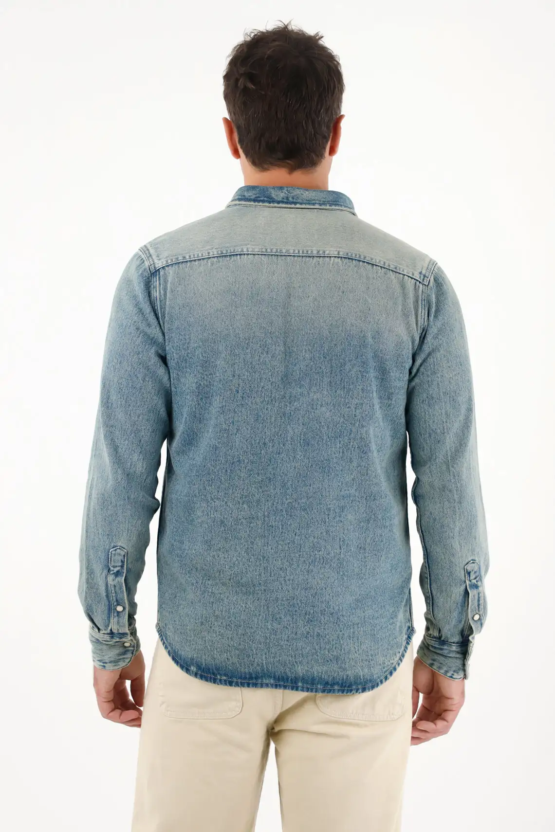 Long Sleeve Shirt in Blue Denim for Men - Image 5