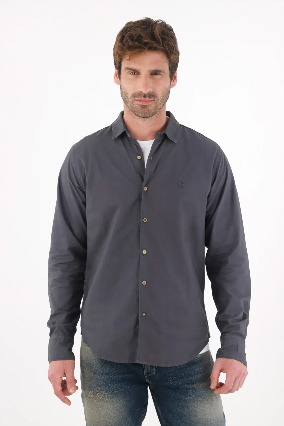 Classic Long Sleeve Shirt in Blue for Men - Image 3