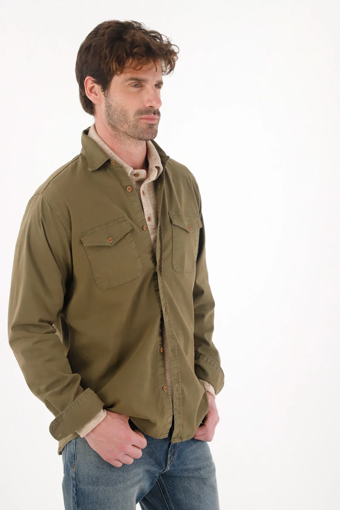Long sleeve green shirt for men - Image 4