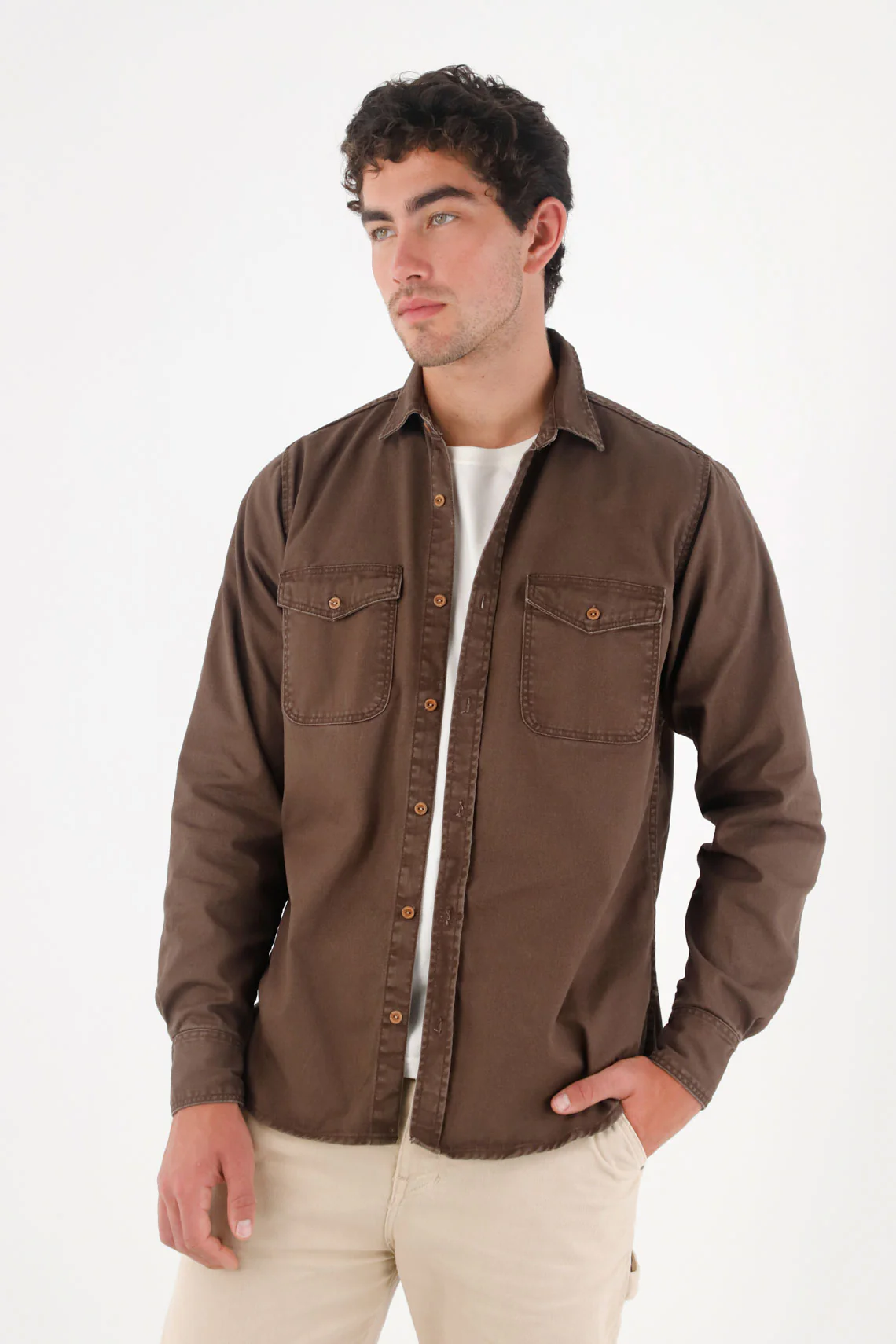 Brown Shirt Jacket for Men - Image 3