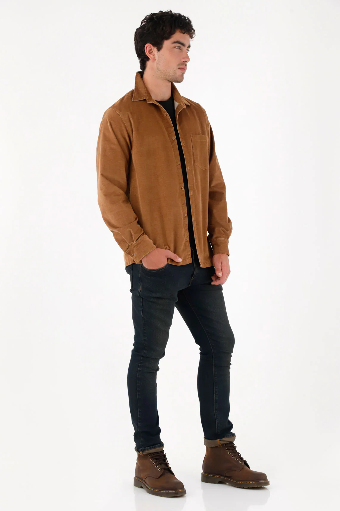 Brown Textured Fabric Shirt for Men