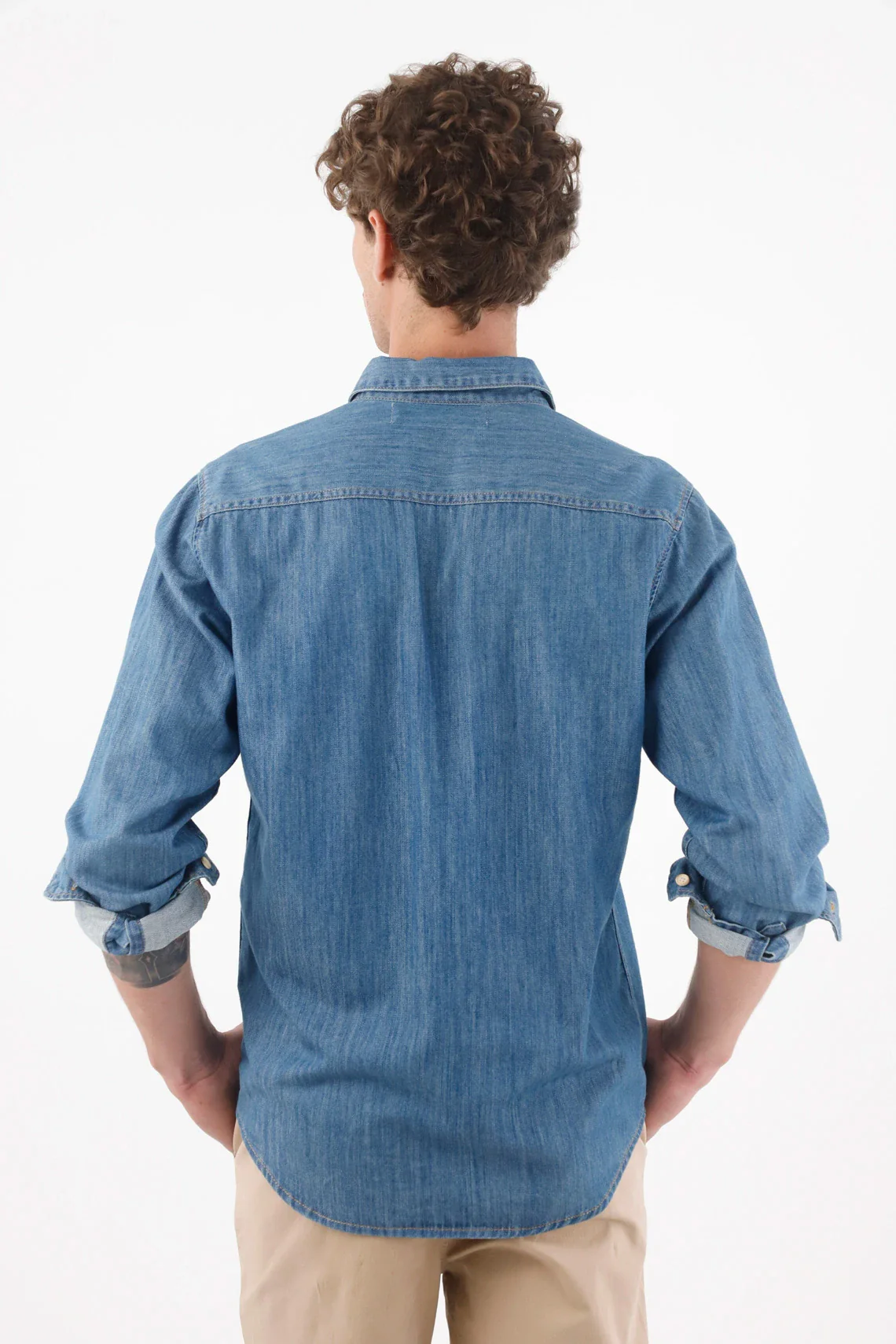 Shirt for men in regular fit blue cotton long sleeve - Image 6