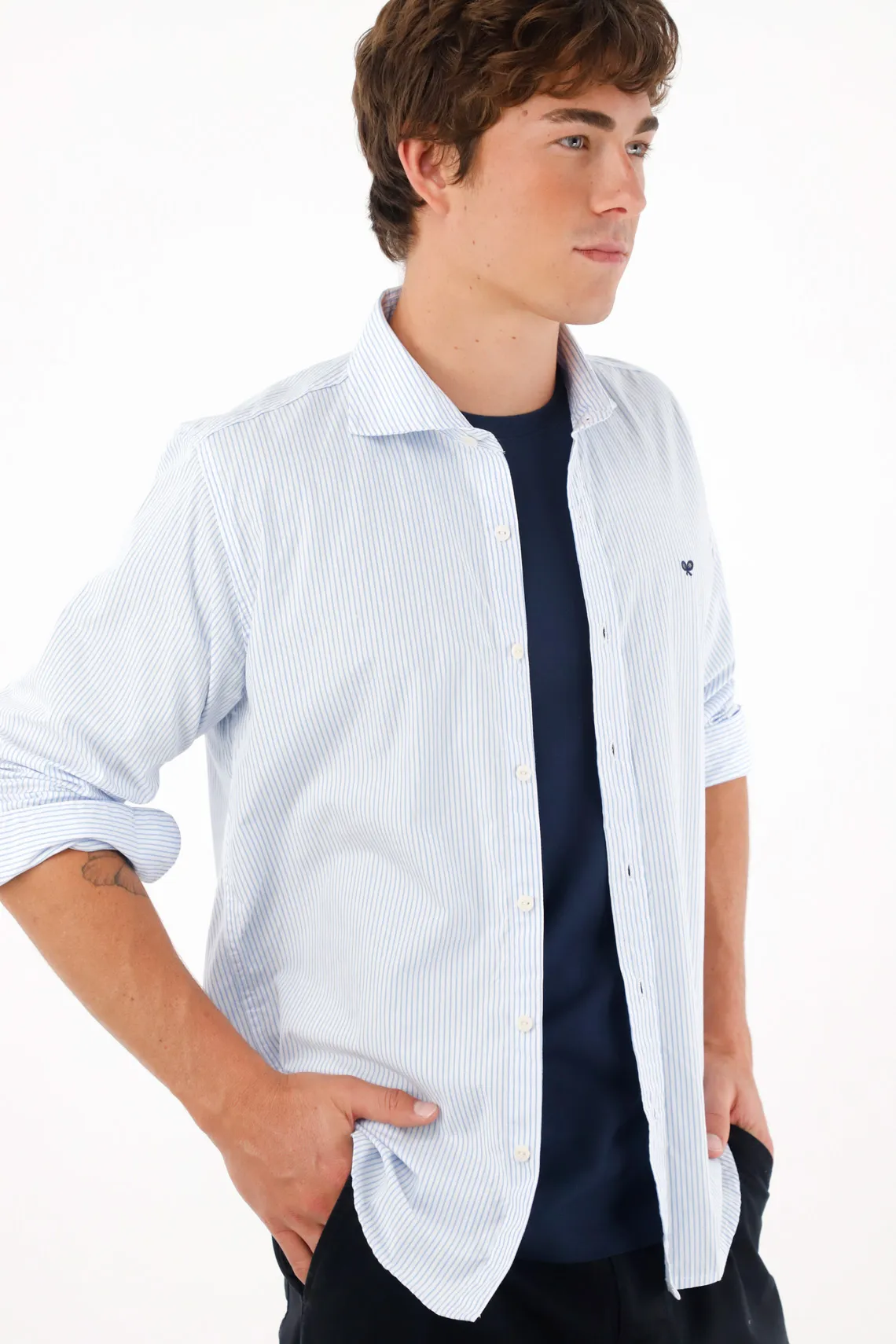 Shirt with Blue Striped Design for Men - Image 2