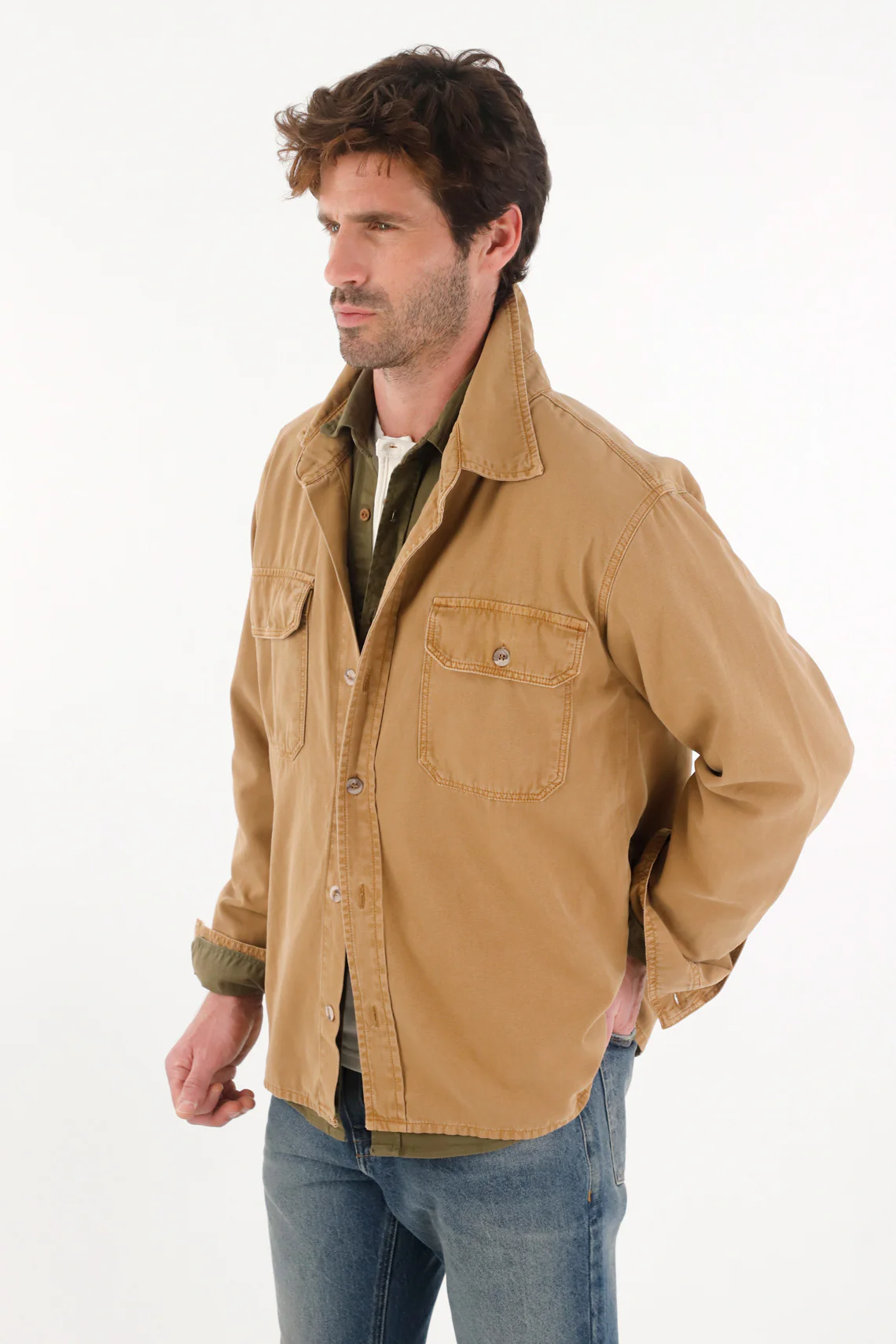 Classic Long Sleeve Shirt in Brown for Men