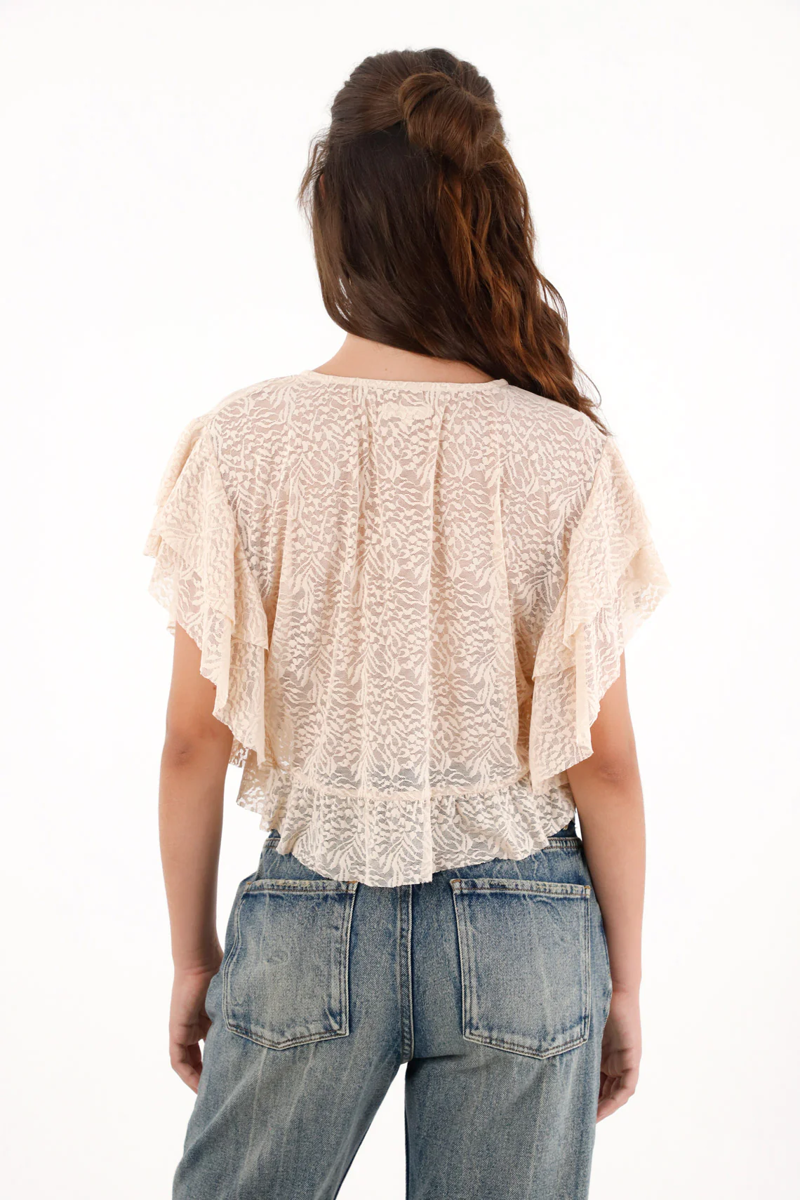 Shirt with Ruffles and Transparency Off-White for Women - Image 4