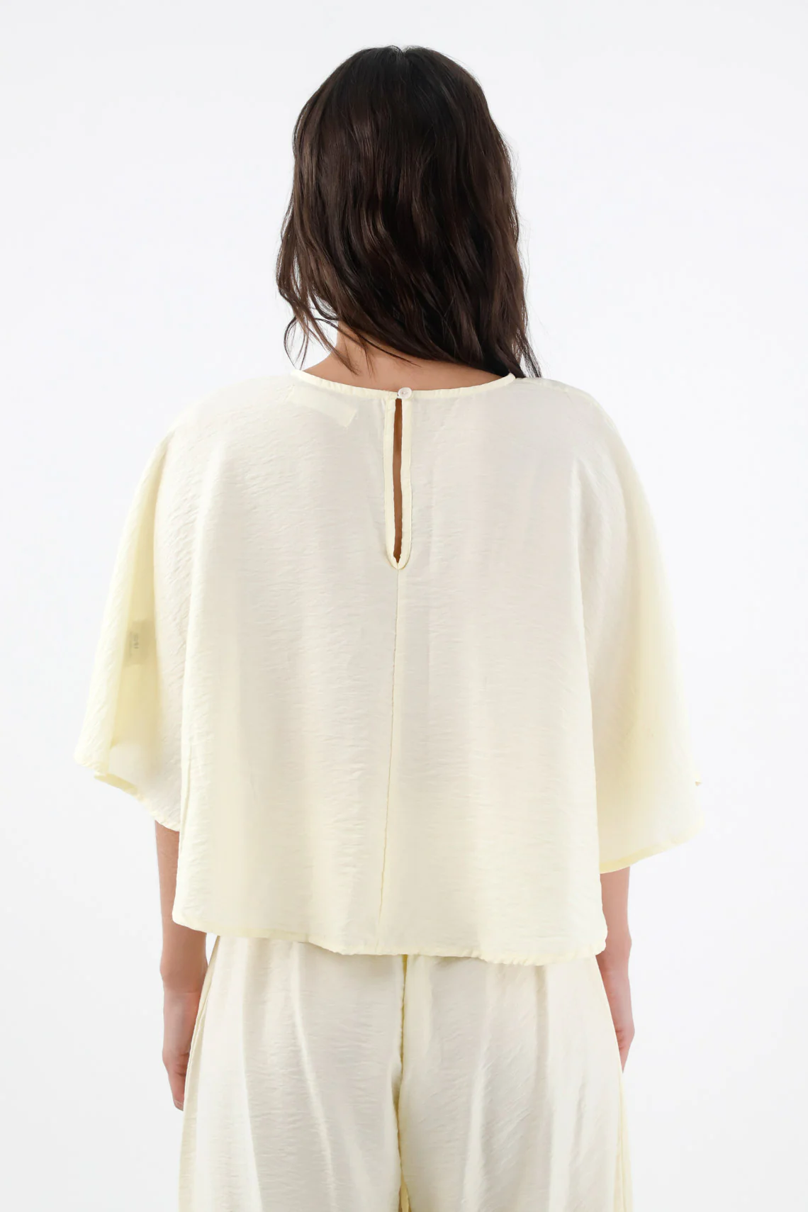 Shirt for Women in Viscose Vanilla Yellow Relaxed Fit with Cape Sleeves - Image 6