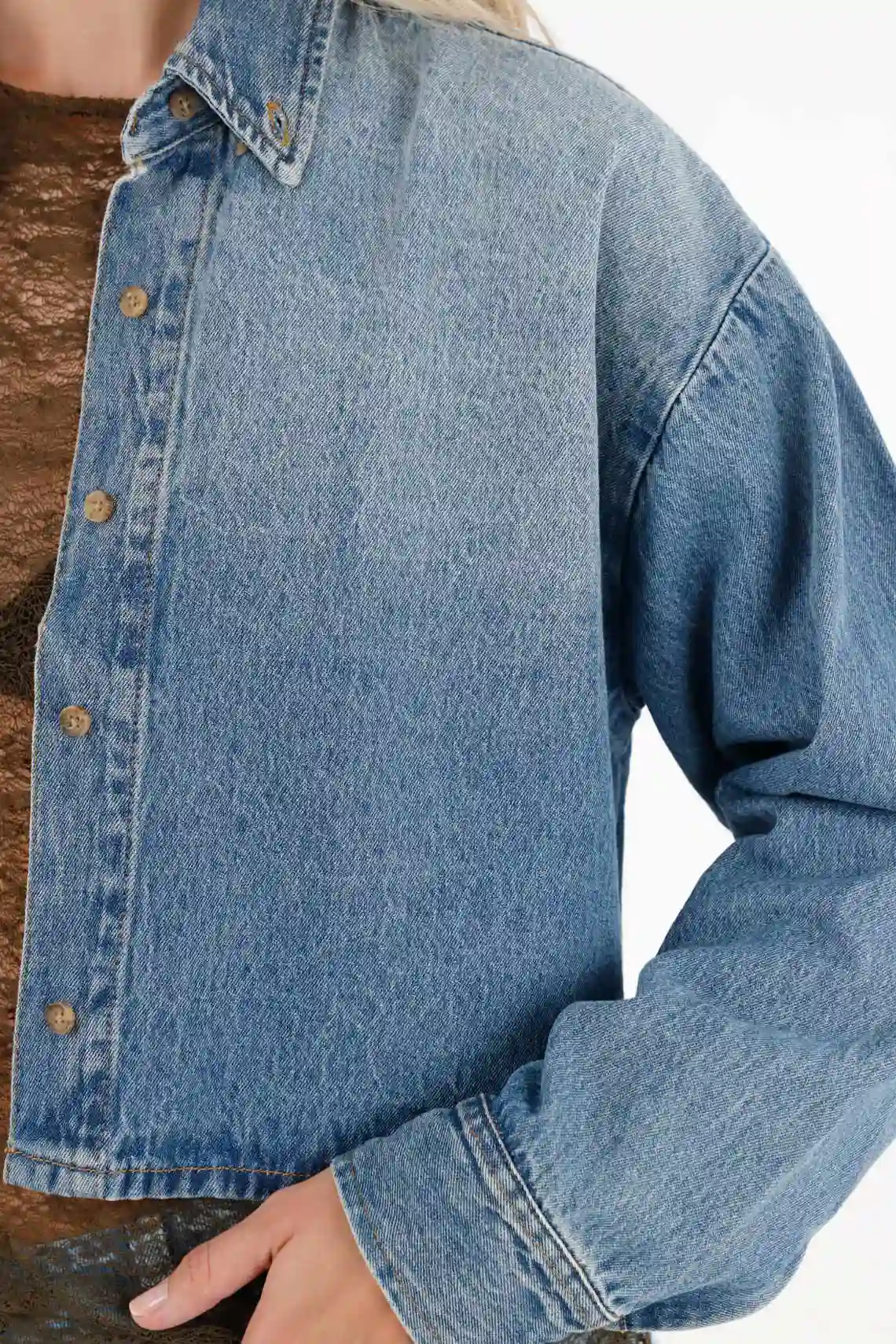 Shirt in Blue Denim for Women - Image 4
