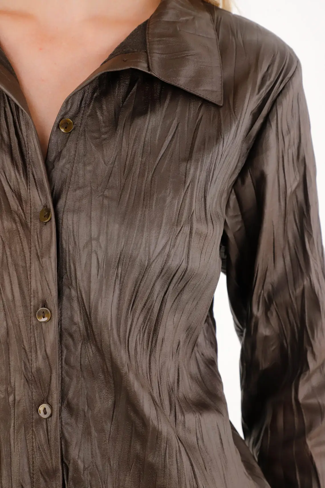 Long Sleeve Shirt in Synthetic Fabric Green for Women - Image 4