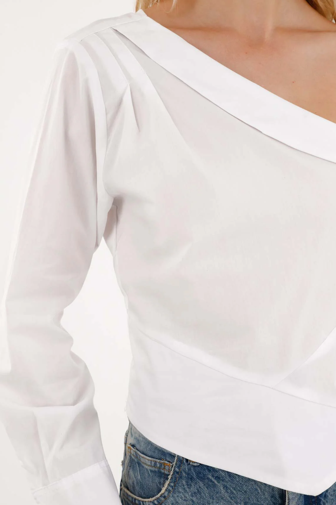White One-Shoulder Shirt for Women - Image 3