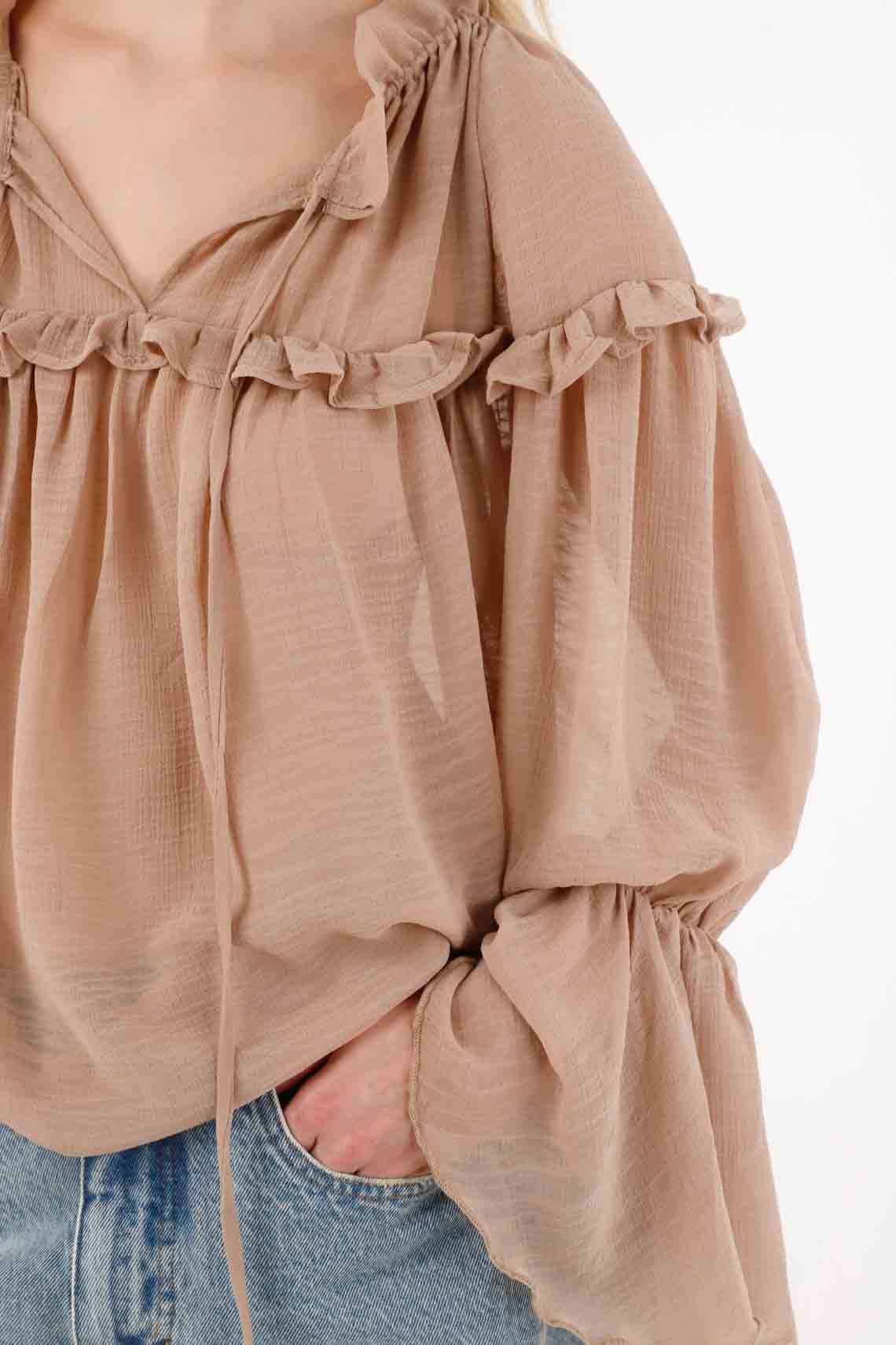 Chiffon Shirt with Ruffles in Pink for Women - Image 5