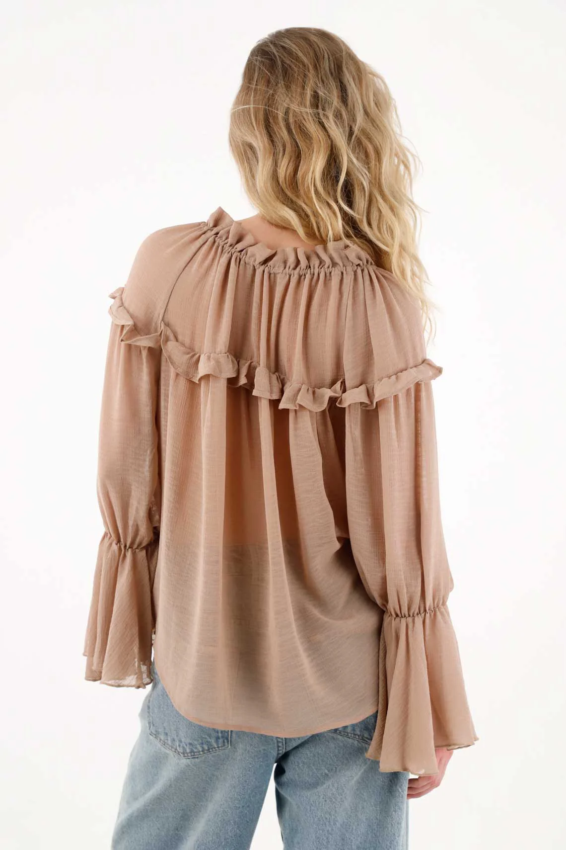 Chiffon Shirt with Ruffles in Pink for Women - Image 6