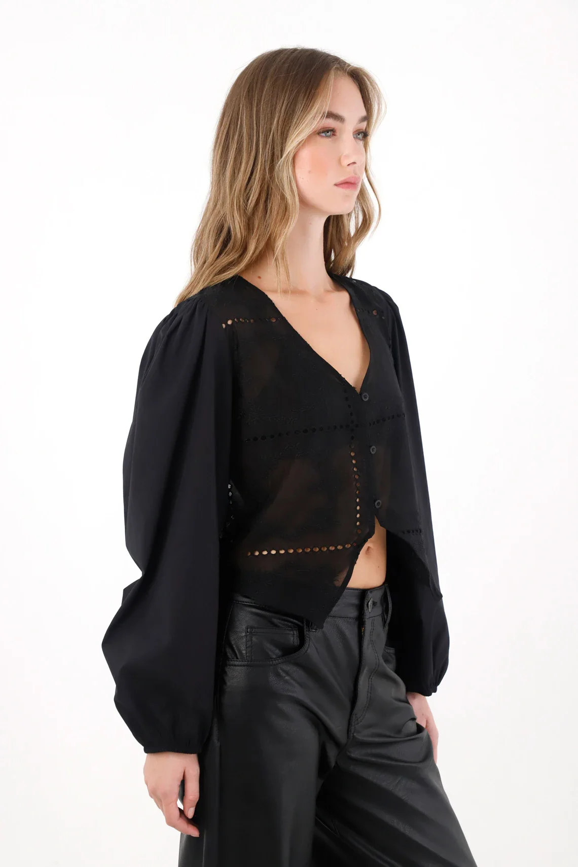 Shirt with slight black transparency for women - Image 4