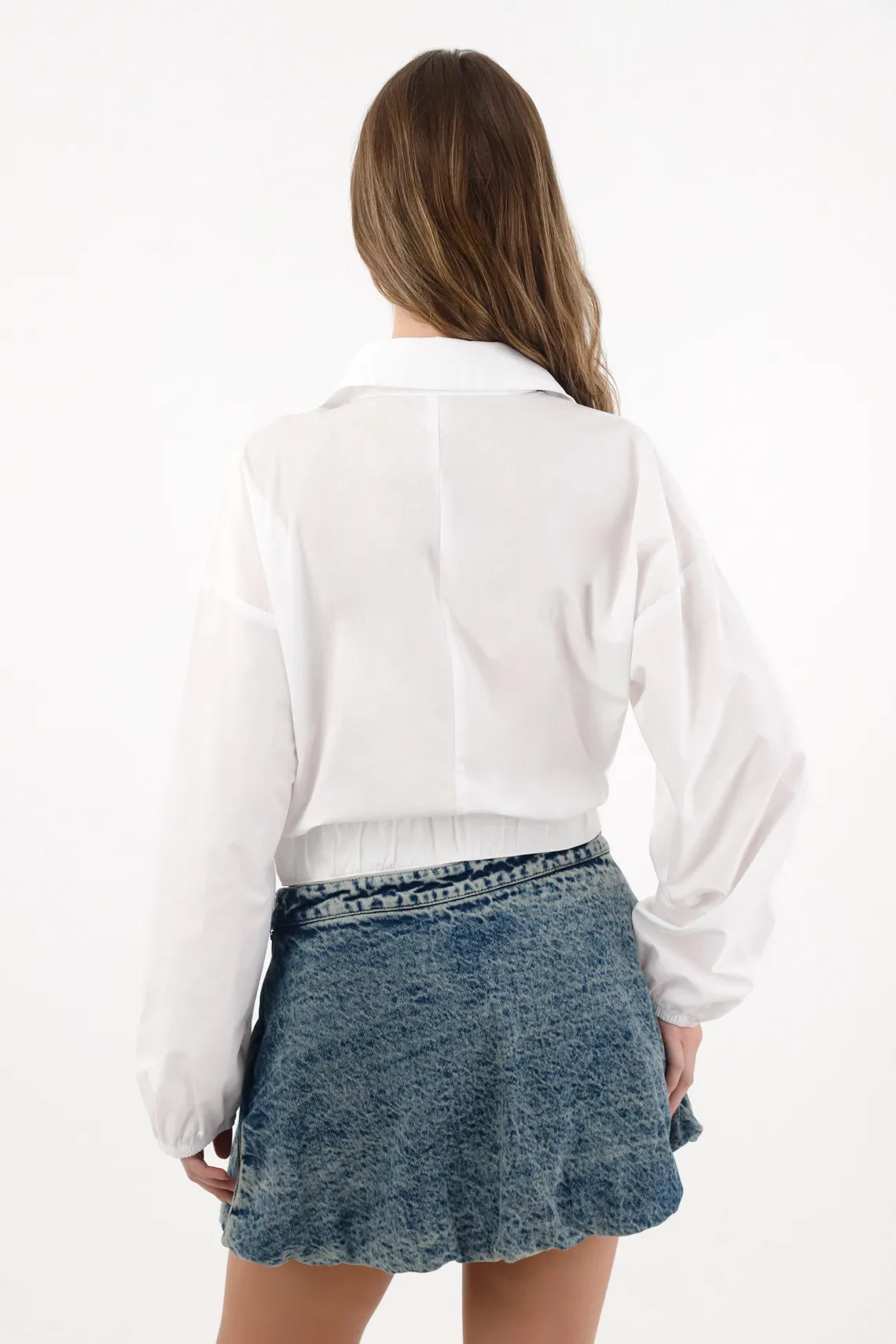 Shirt in poplin with tie belt in white for Women - Image 4