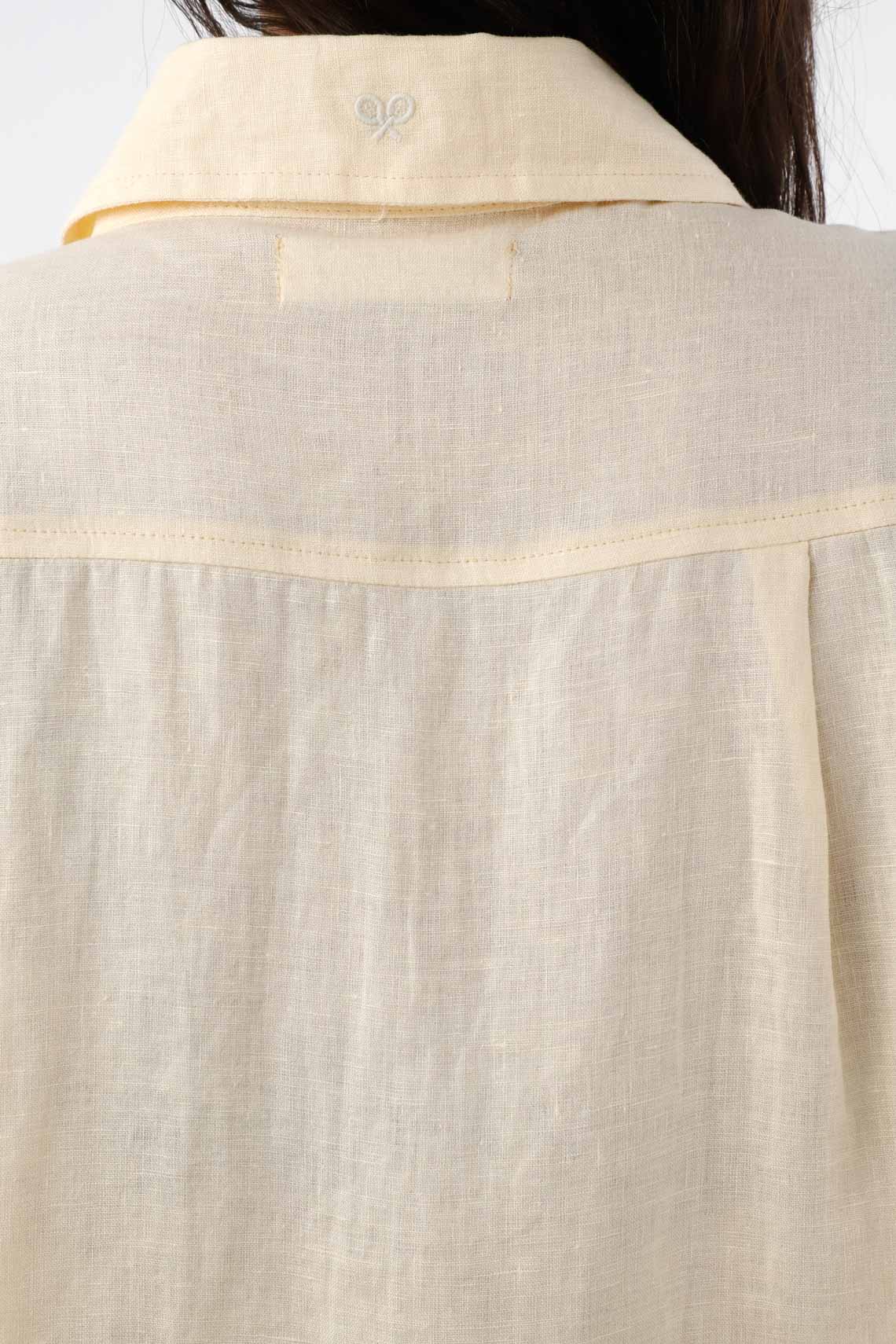 Shirt for Women in Yellow Oversized Linen Long Sleeve - Image 4