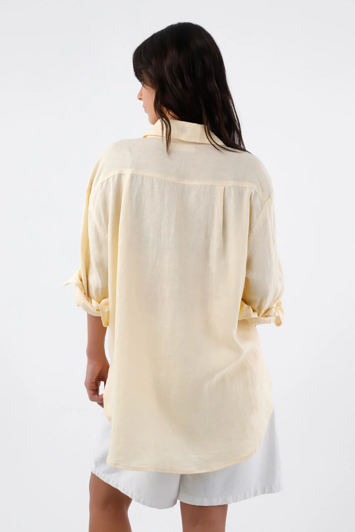 Shirt for Women in Yellow Oversized Linen Long Sleeve - Image 5