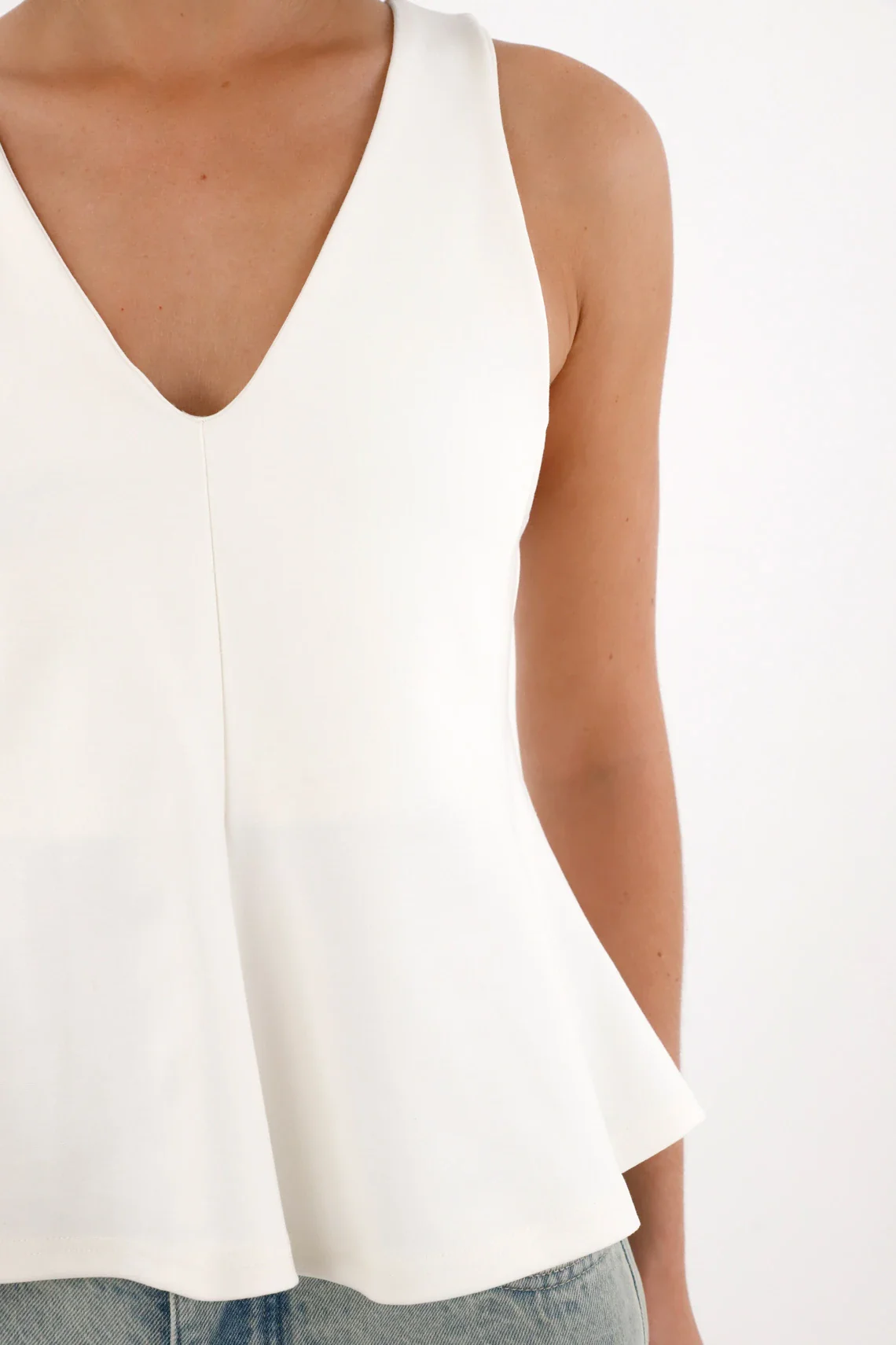 Shirt with V-neck in off-white for Women - Image 3