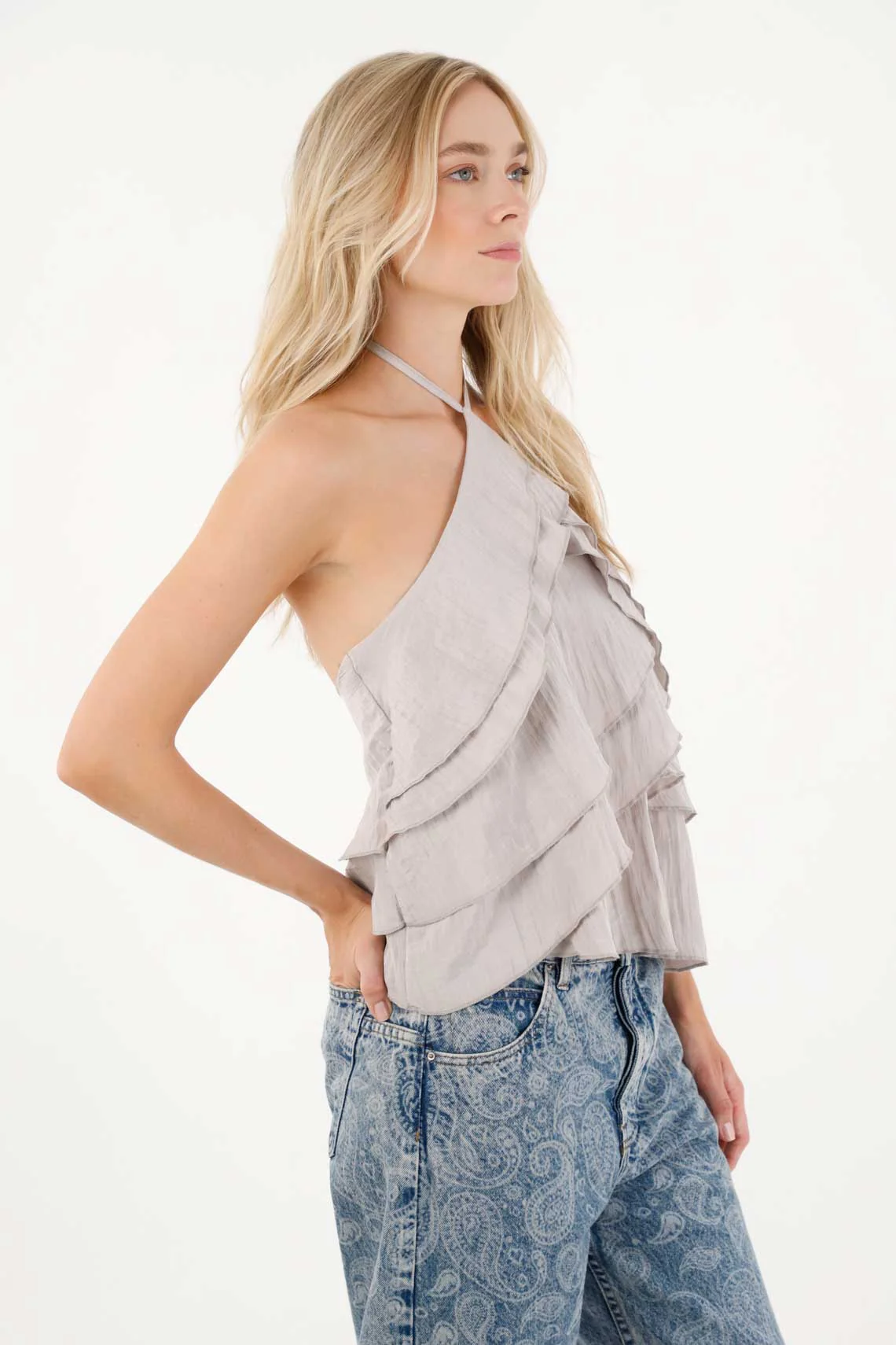 Sleeveless gray shirt for women - Image 3