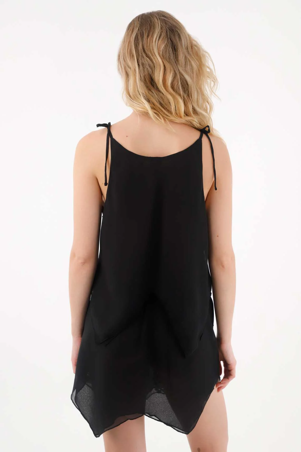 Black Sequin Detail Spaghetti Strap Shirt for Women - Image 4