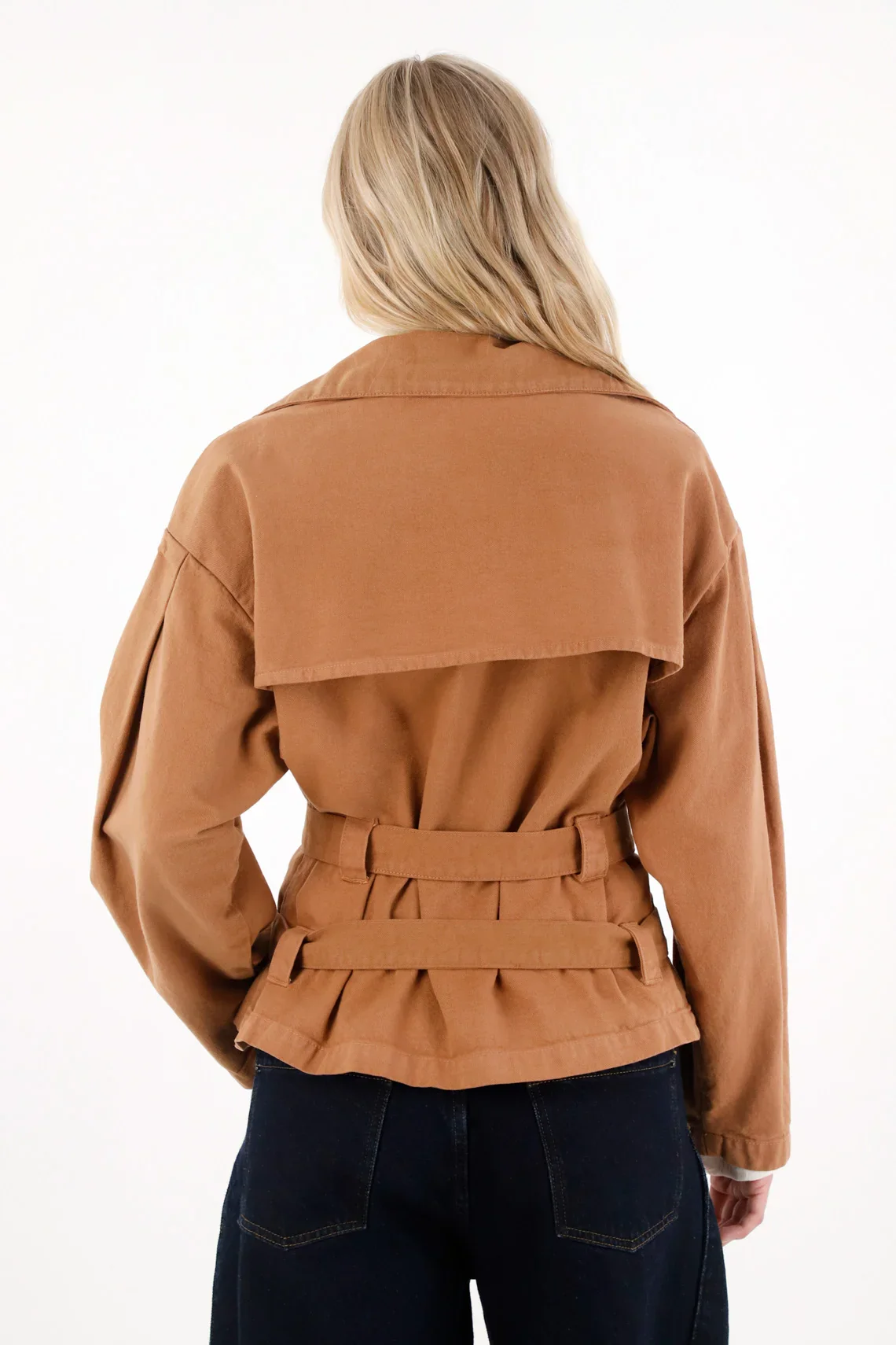 Short Brown Trench Coat for Women - Image 4