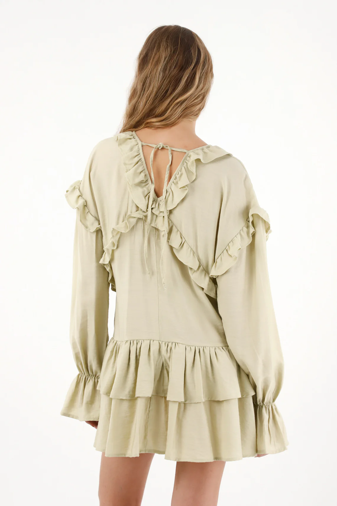 Short Long Sleeve Dress in Brown for Women - Image 4