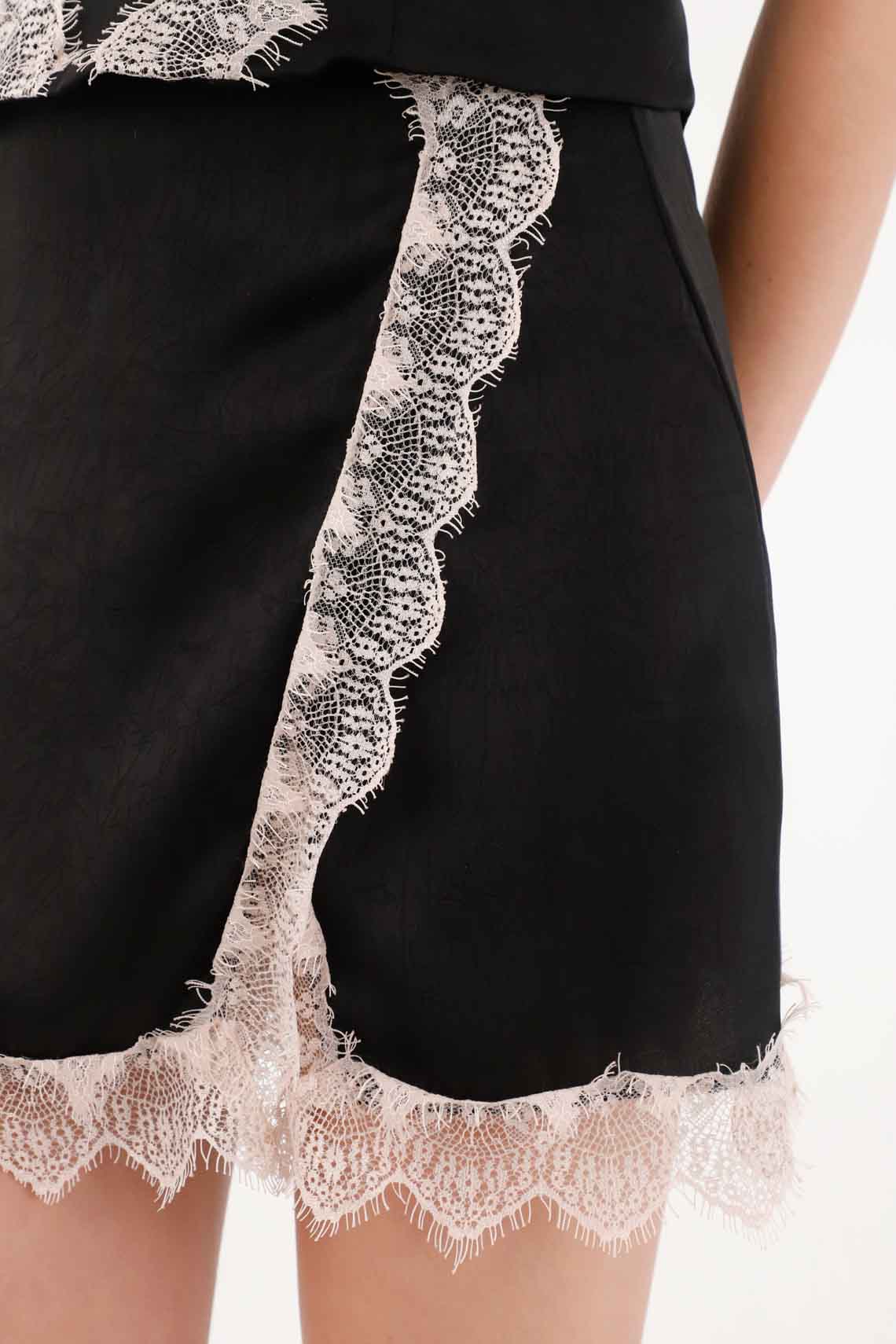 Short Black Satin Skirt for Women - Image 3