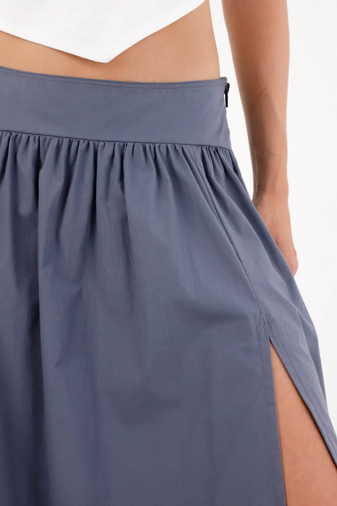 Long skirt with front slits gray for women - Image 3