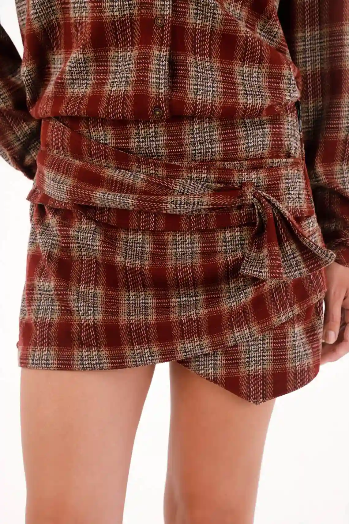 Red Checkered Mini Skirt for Women - Image 2